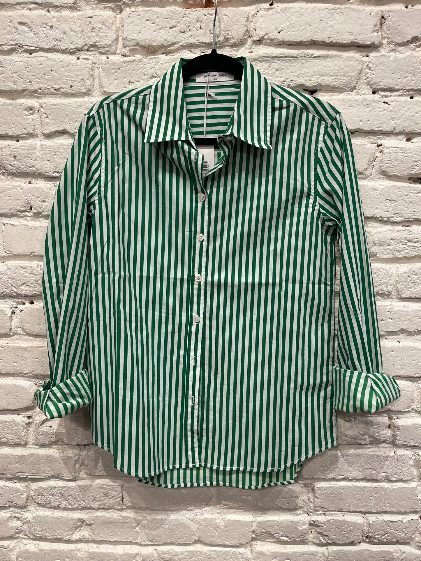 GISELE BUTTON UP GRASS STRIPE