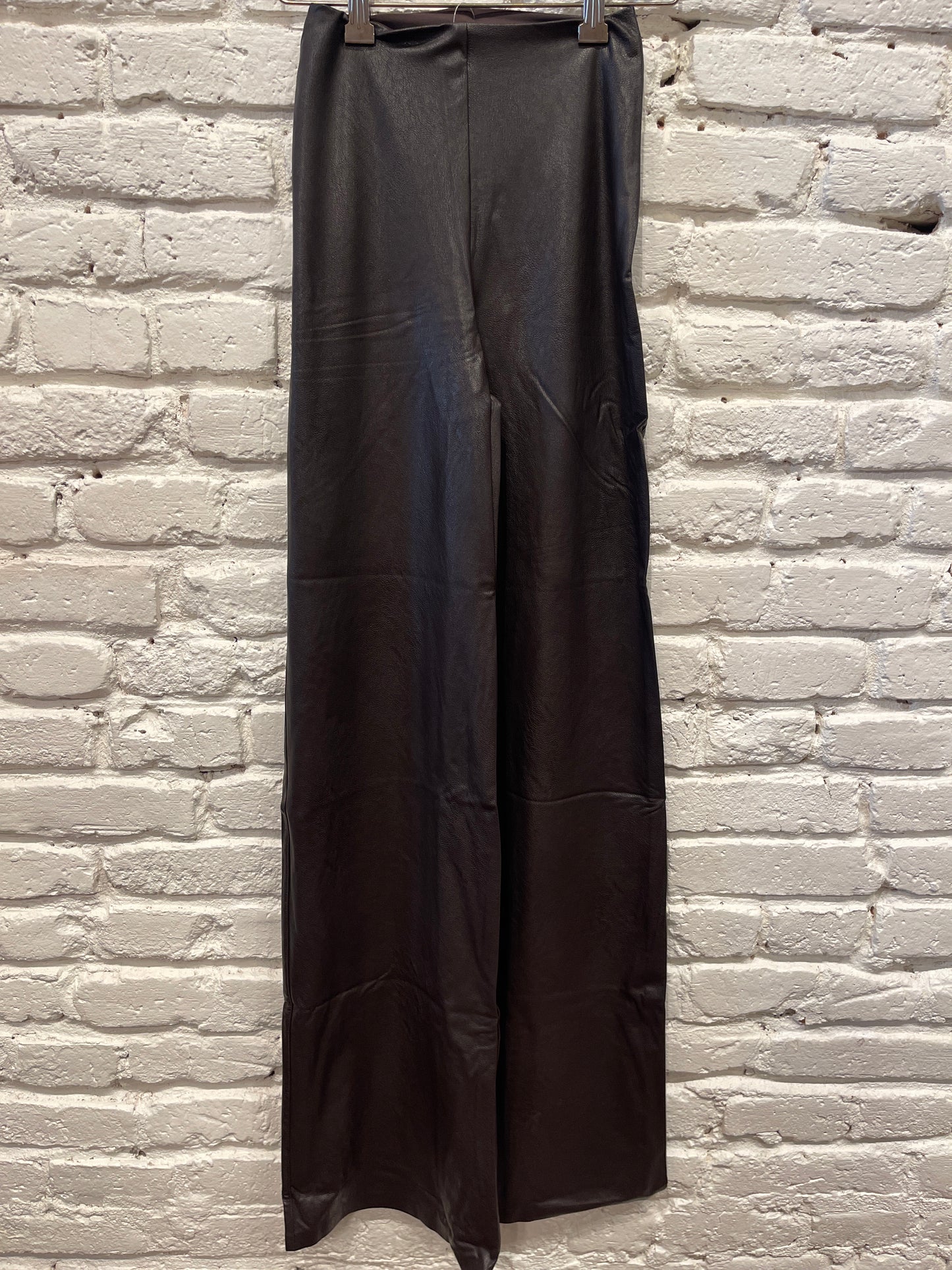 FAUX LEATHER WIDE LEG PANT ESPRESSO