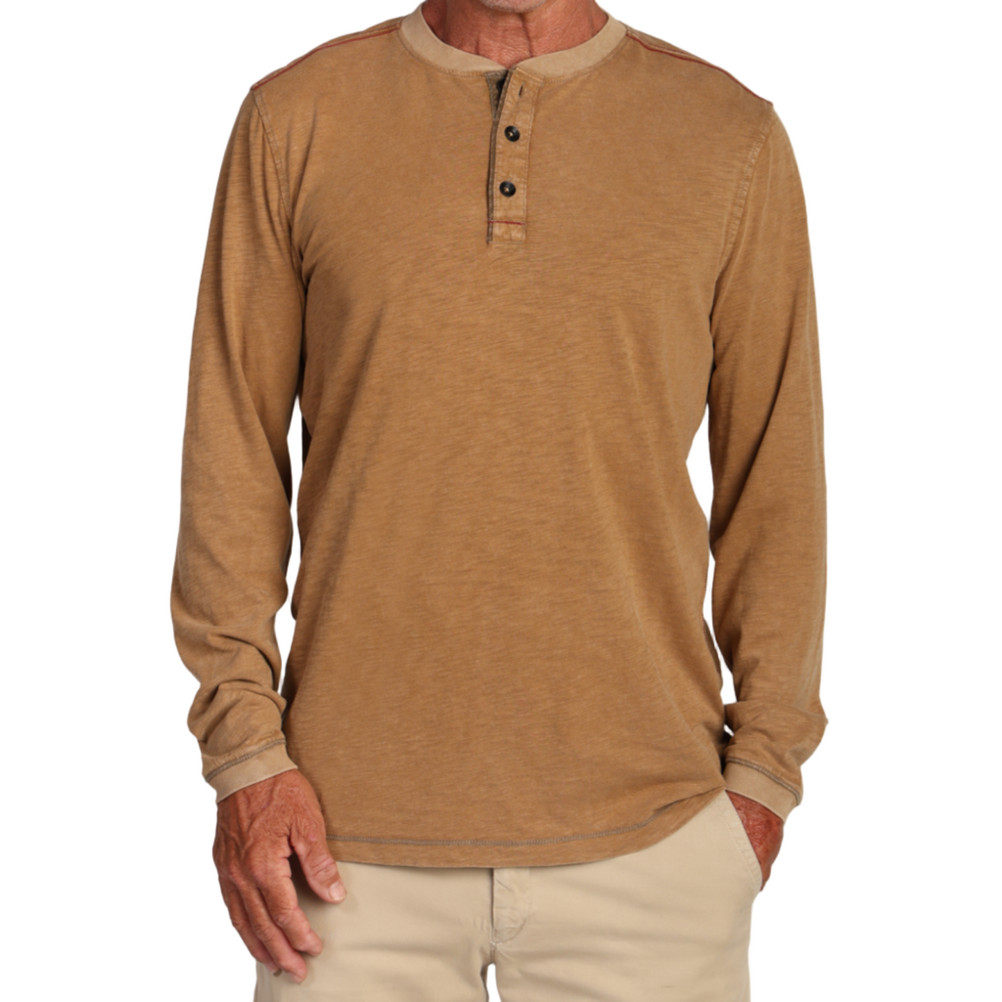 Venice Cotton Slub Henley (Saddle)