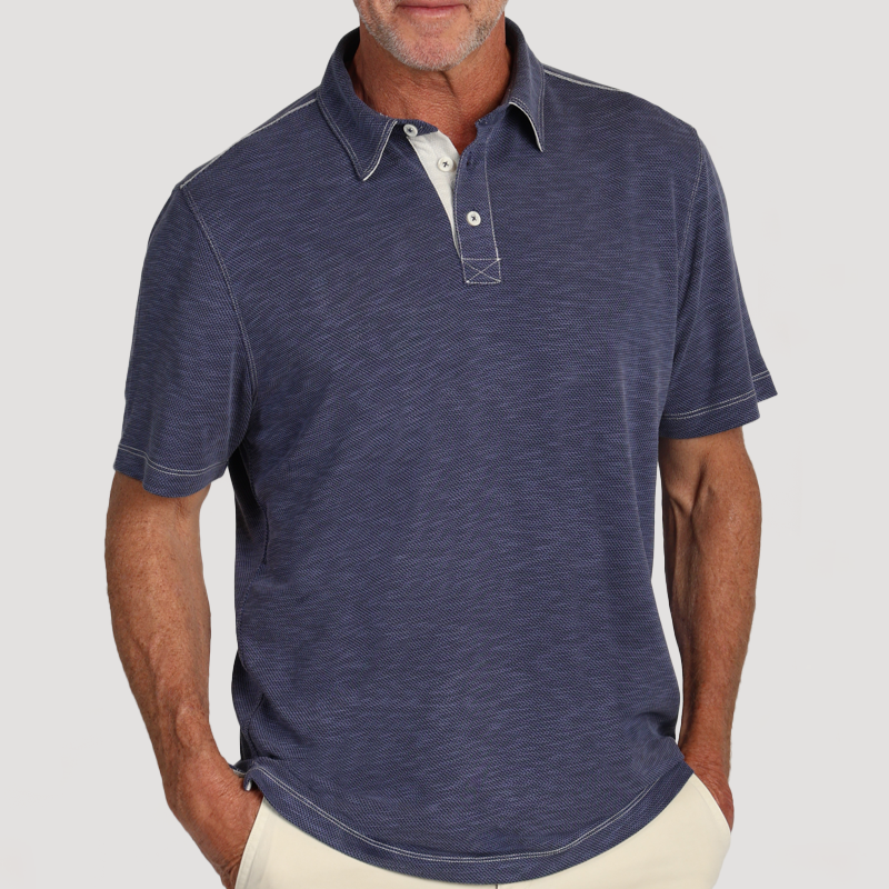 Sueded Dobby Modal Tencel Polo (Navy)