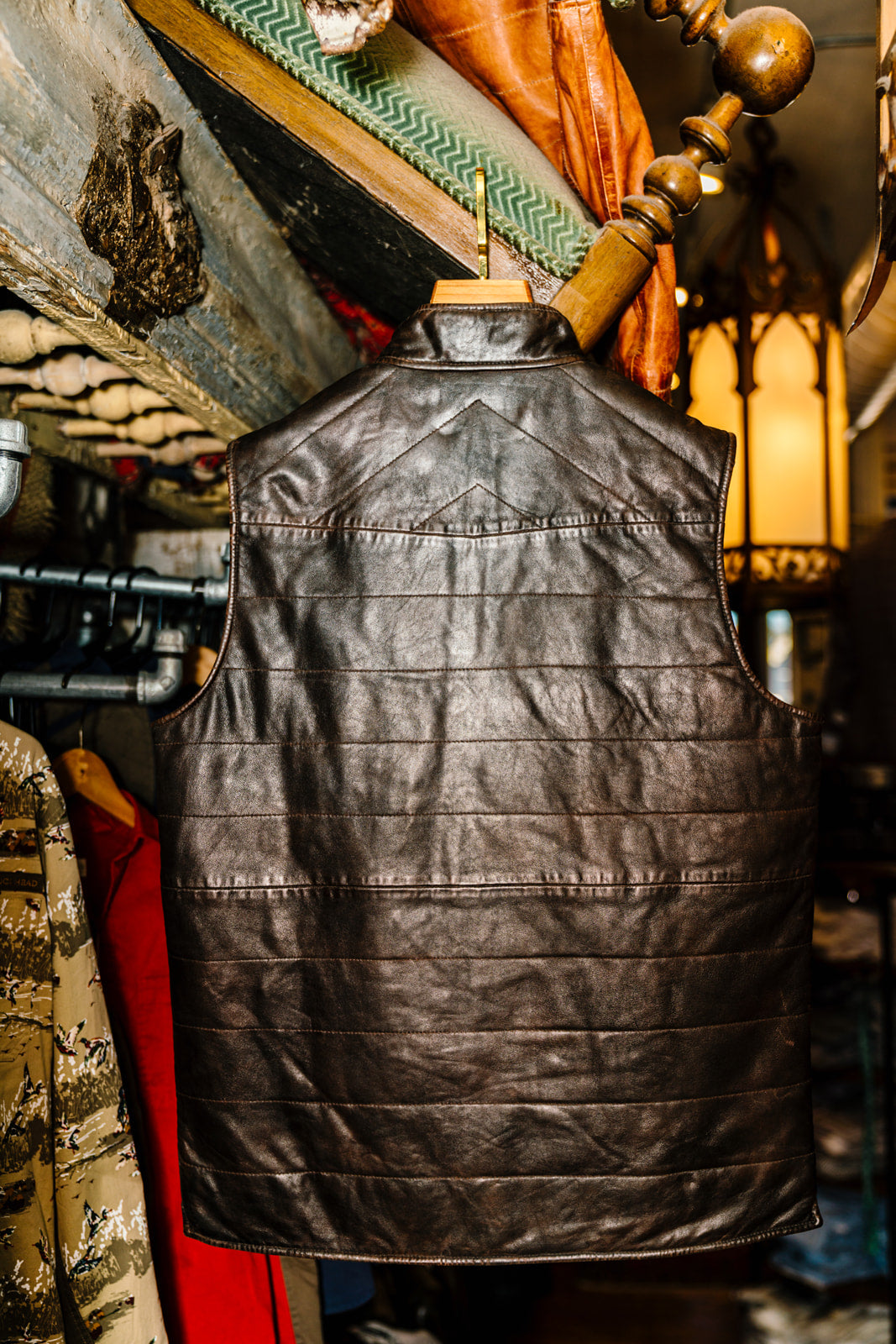 Leather Vest with Stitch Details (Two Colors)