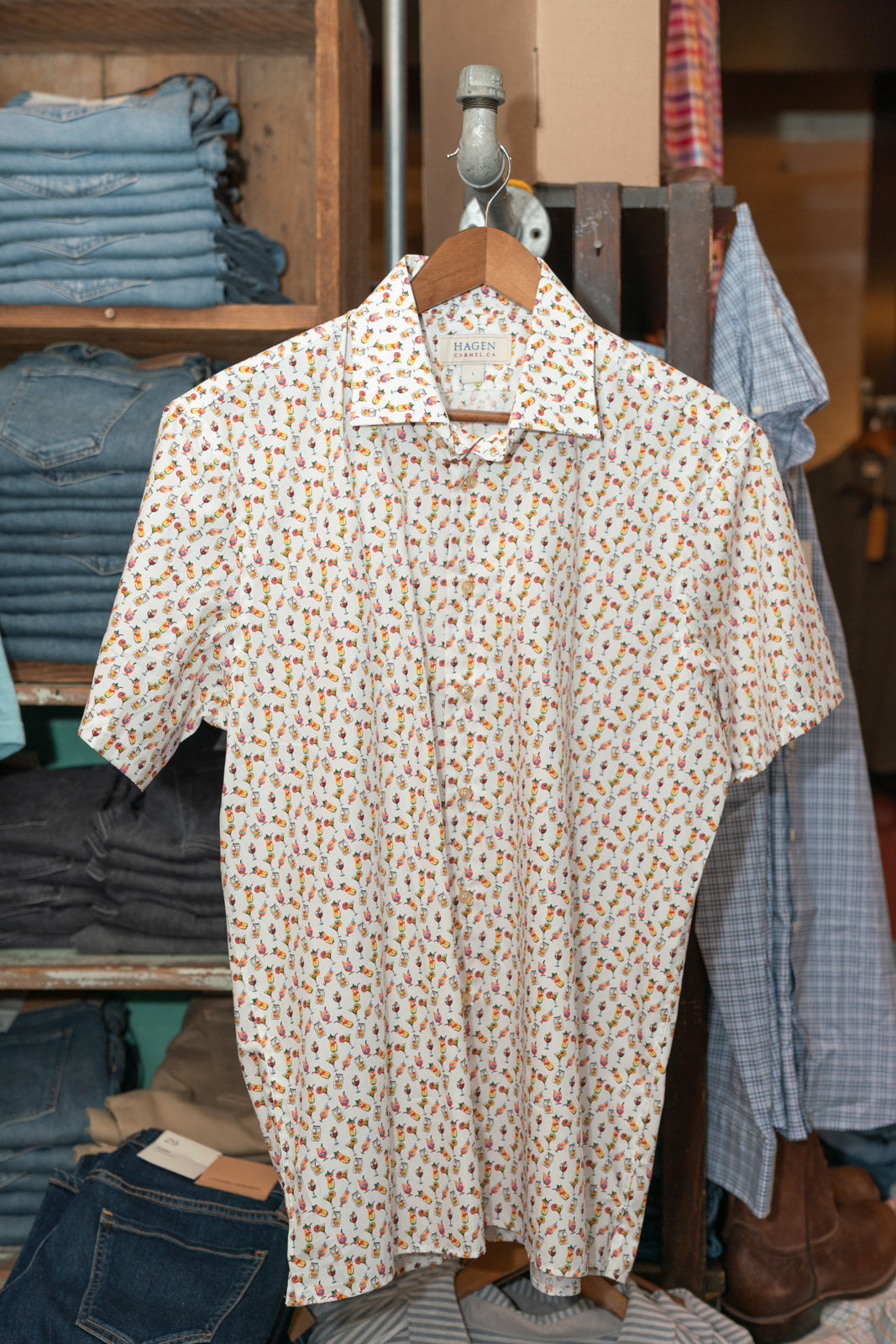 White Party Print Short Sleeve Shirt