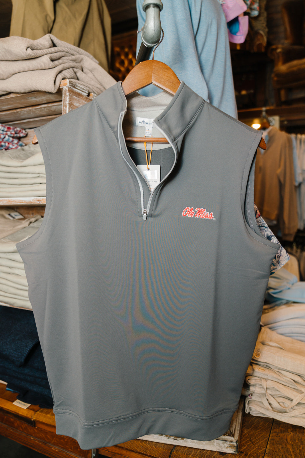 Ole Miss Galway Performance Quarter-Zip Vest (Iron)