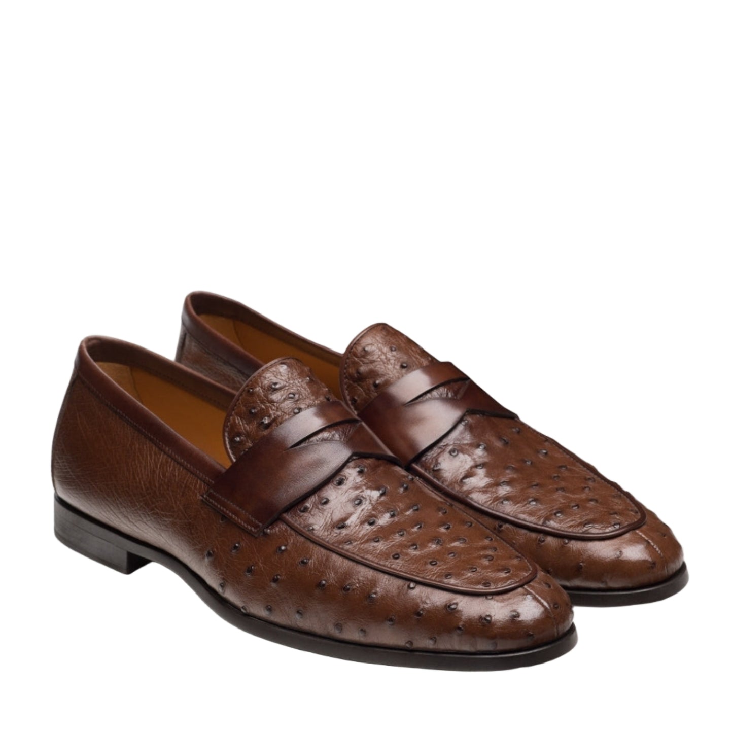 Viggo Ostrich Leather Penny Loafer (Tabaco)