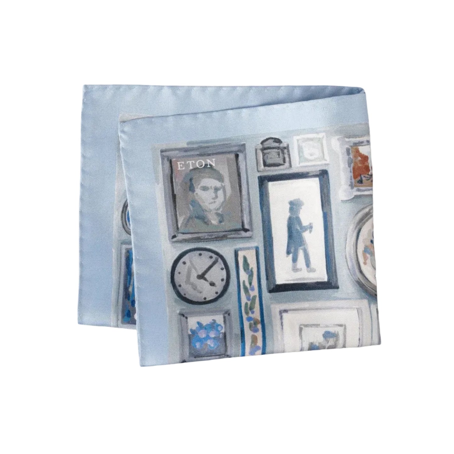 Eton Portrait Silk Twill Pocket Square (Blue)