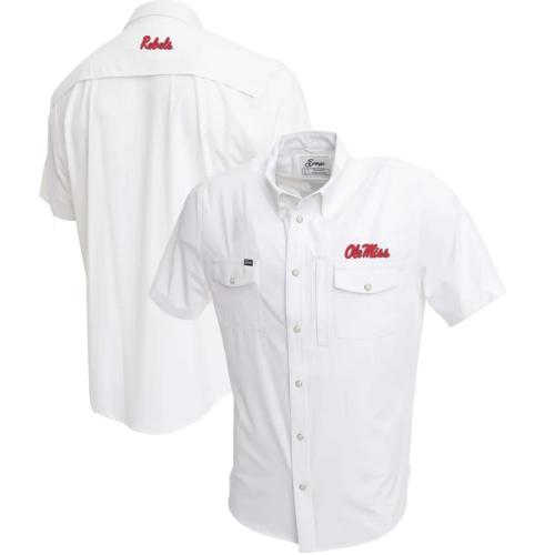 Ole Miss Tailgater Pearl Snap Button Down Short Sleeve Shirt (White)