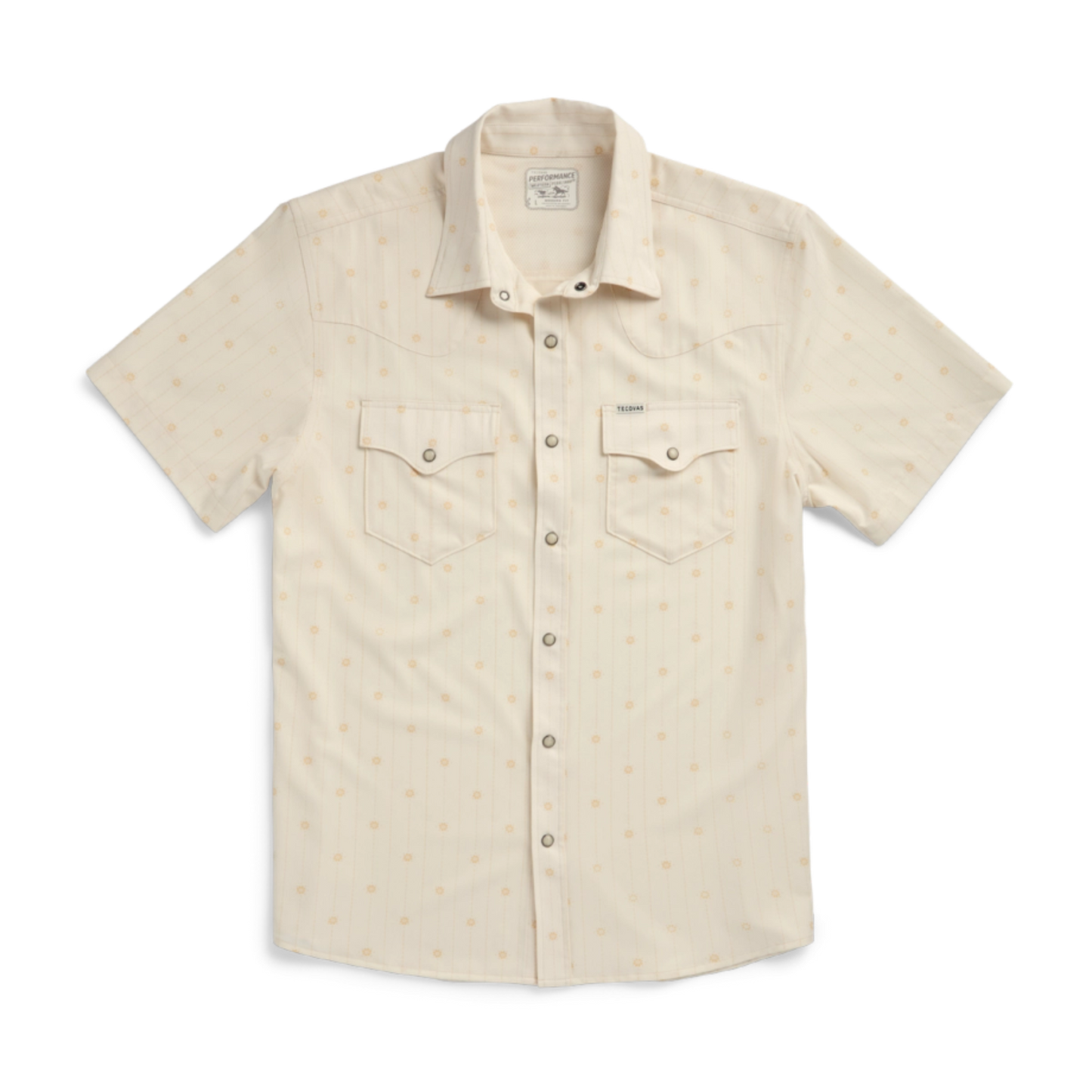 Tecovas Performance Western Short Sleeve Pearl Snap (Light Sand/Multi)