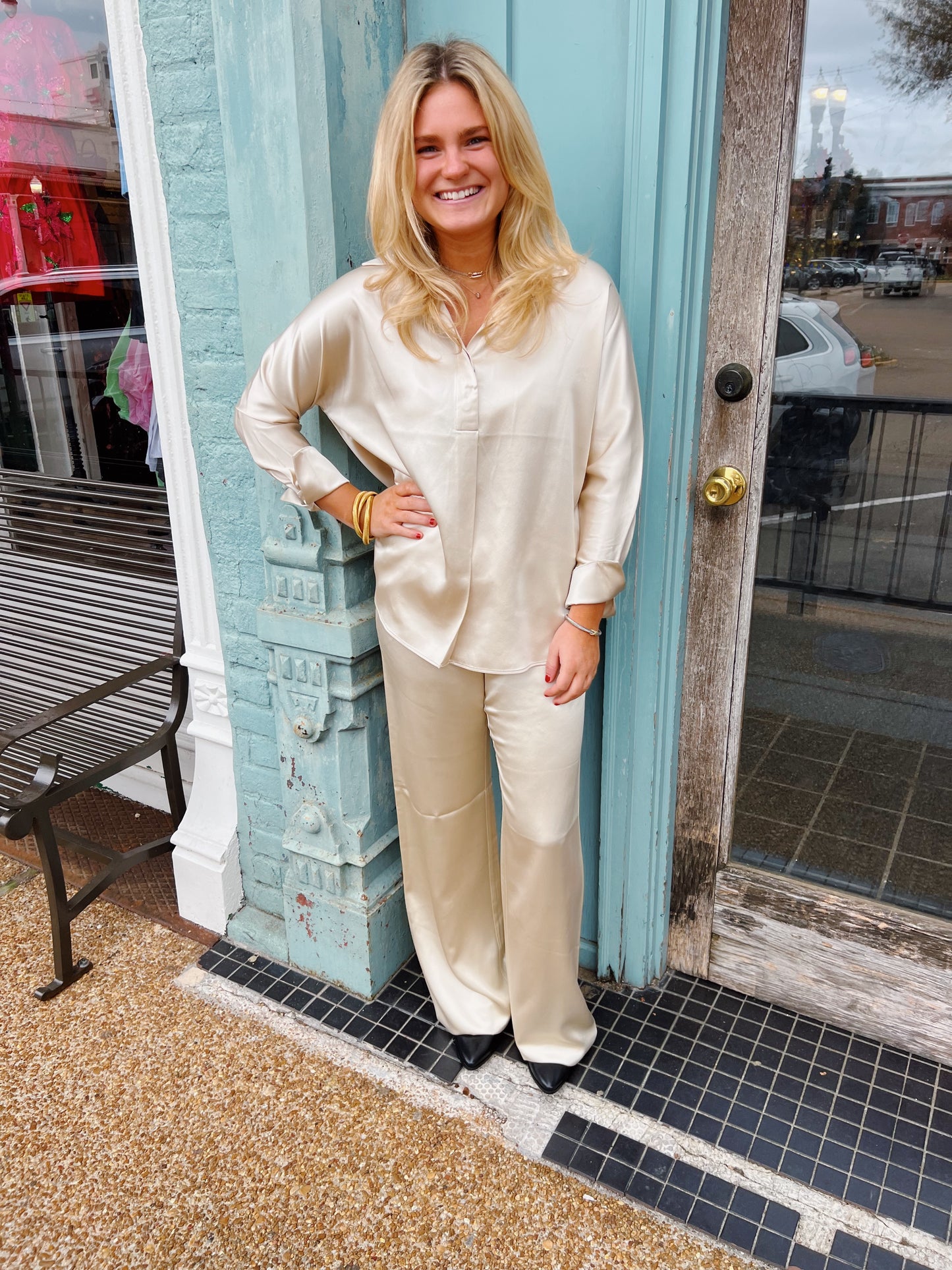 SILK COLLAR SHIRT LONG SLEEVE CHAMPAGNE T2297S