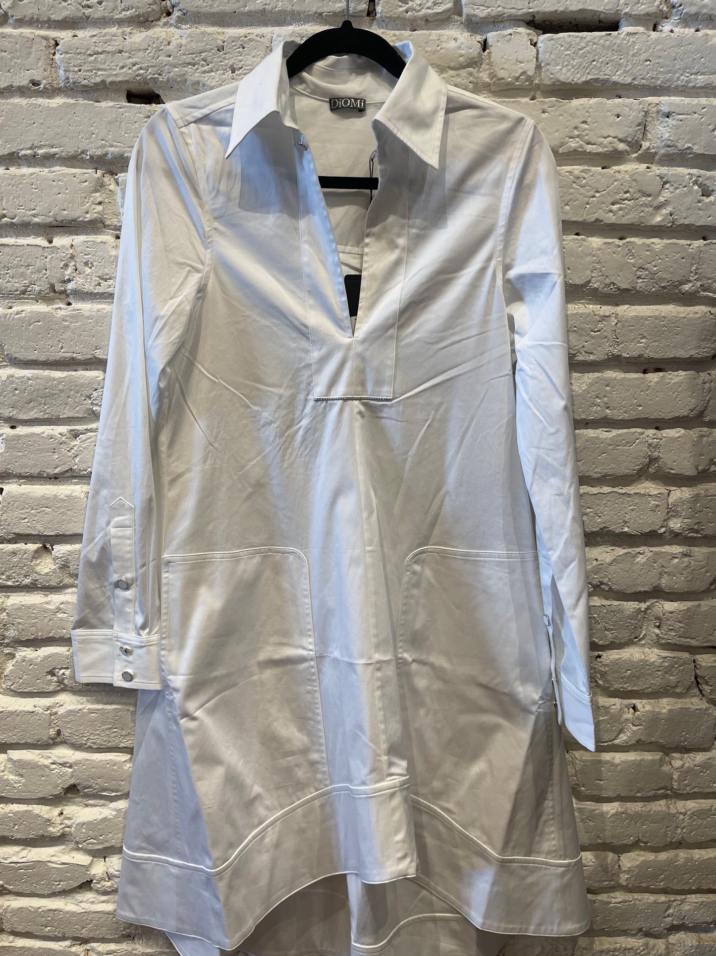 MIDI TUNIC DRESS WHITE COTTON DM3022