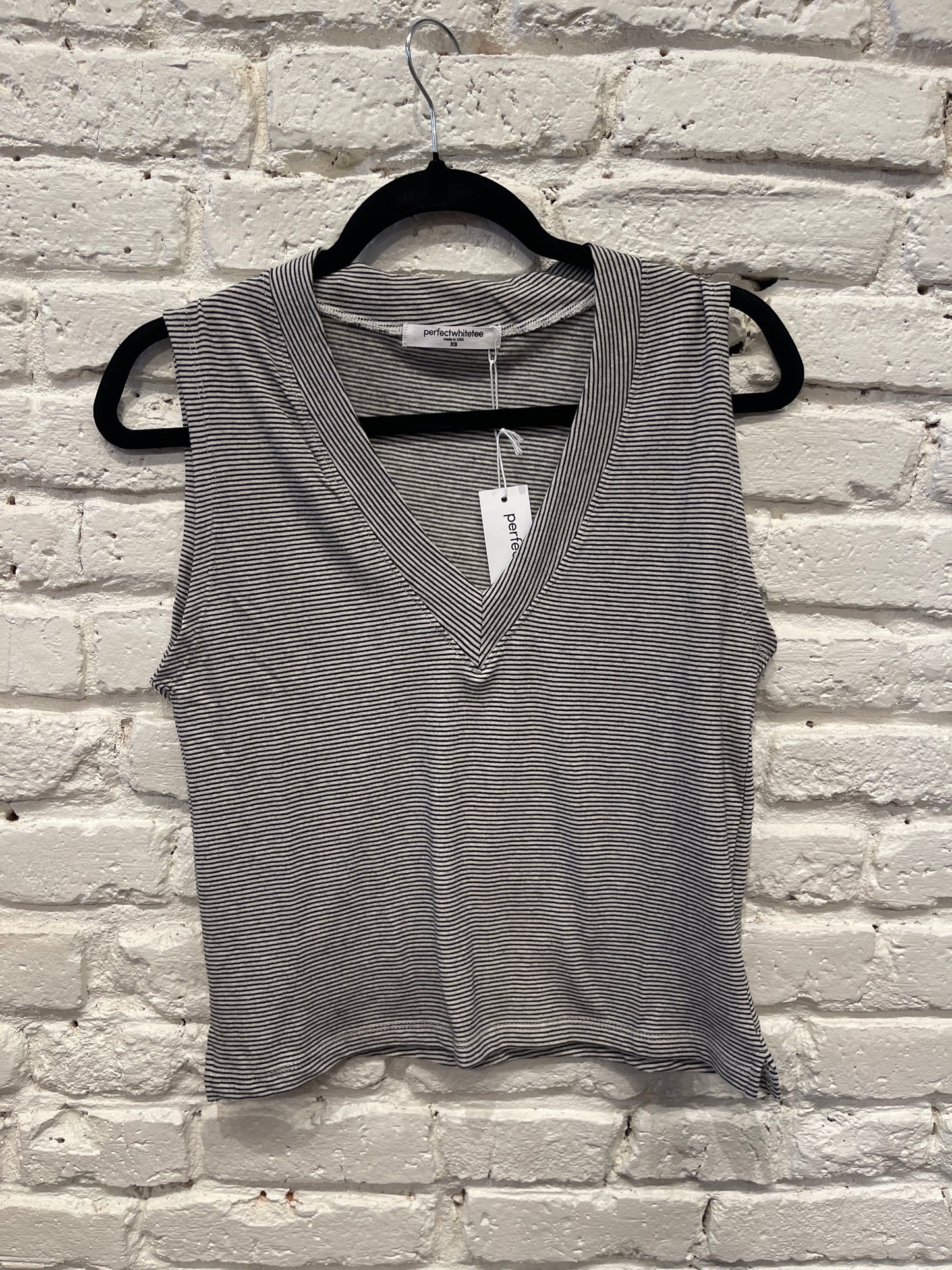 LUCY TANK IVORY/BLACK STRIPE