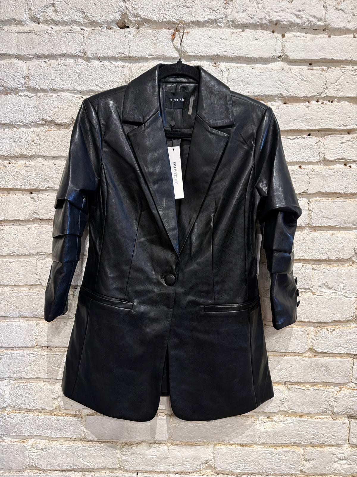 BLACK LEATHER BLAZER 75928
