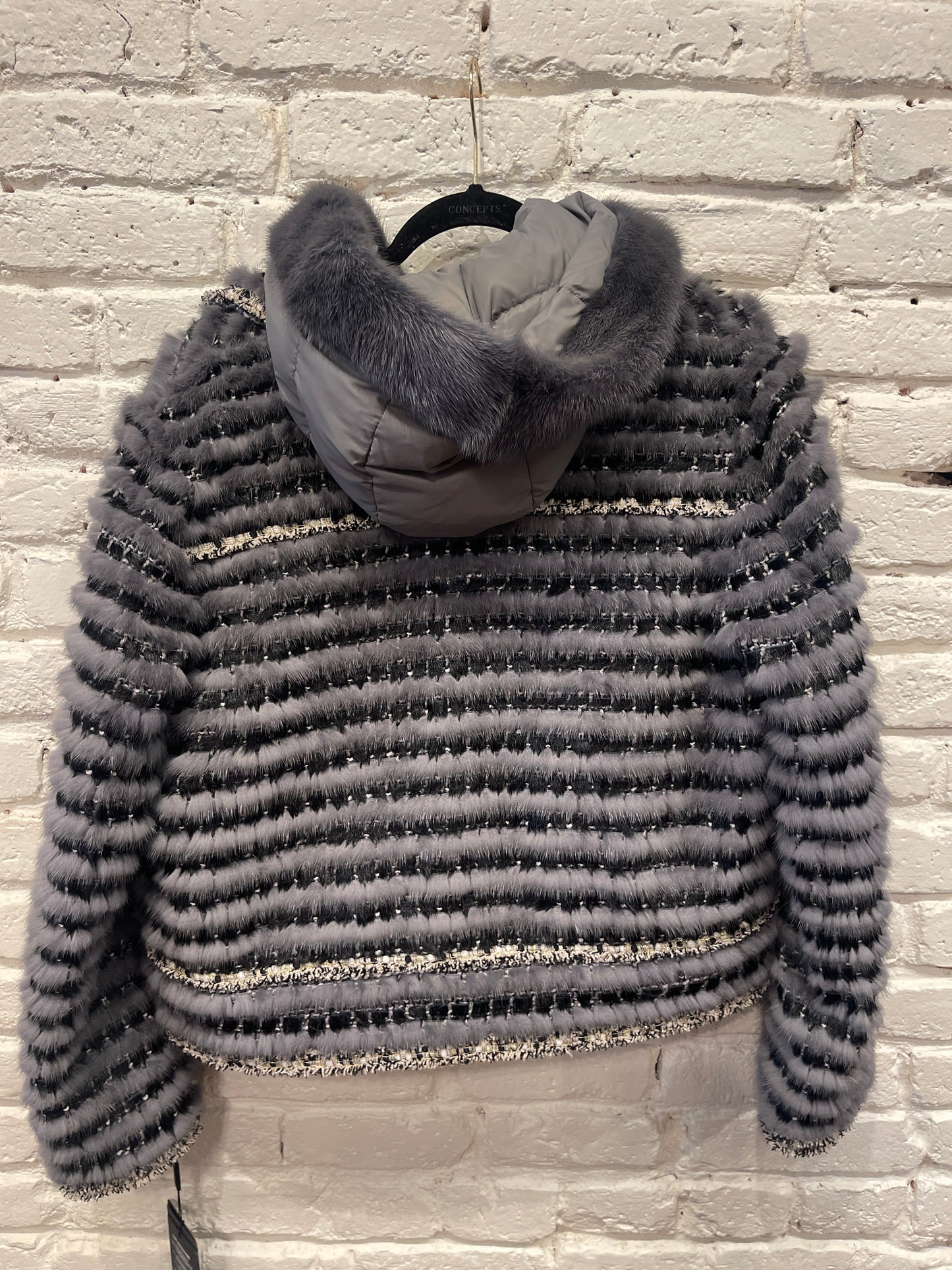 MINK JACKET W/ VEST GREY/BLACK