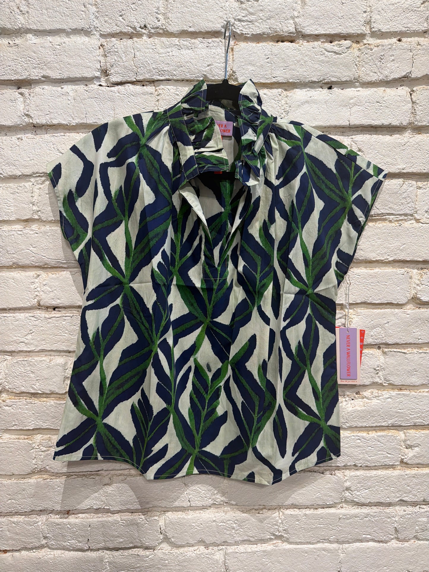 VICKI SS TOP BLUE VINES