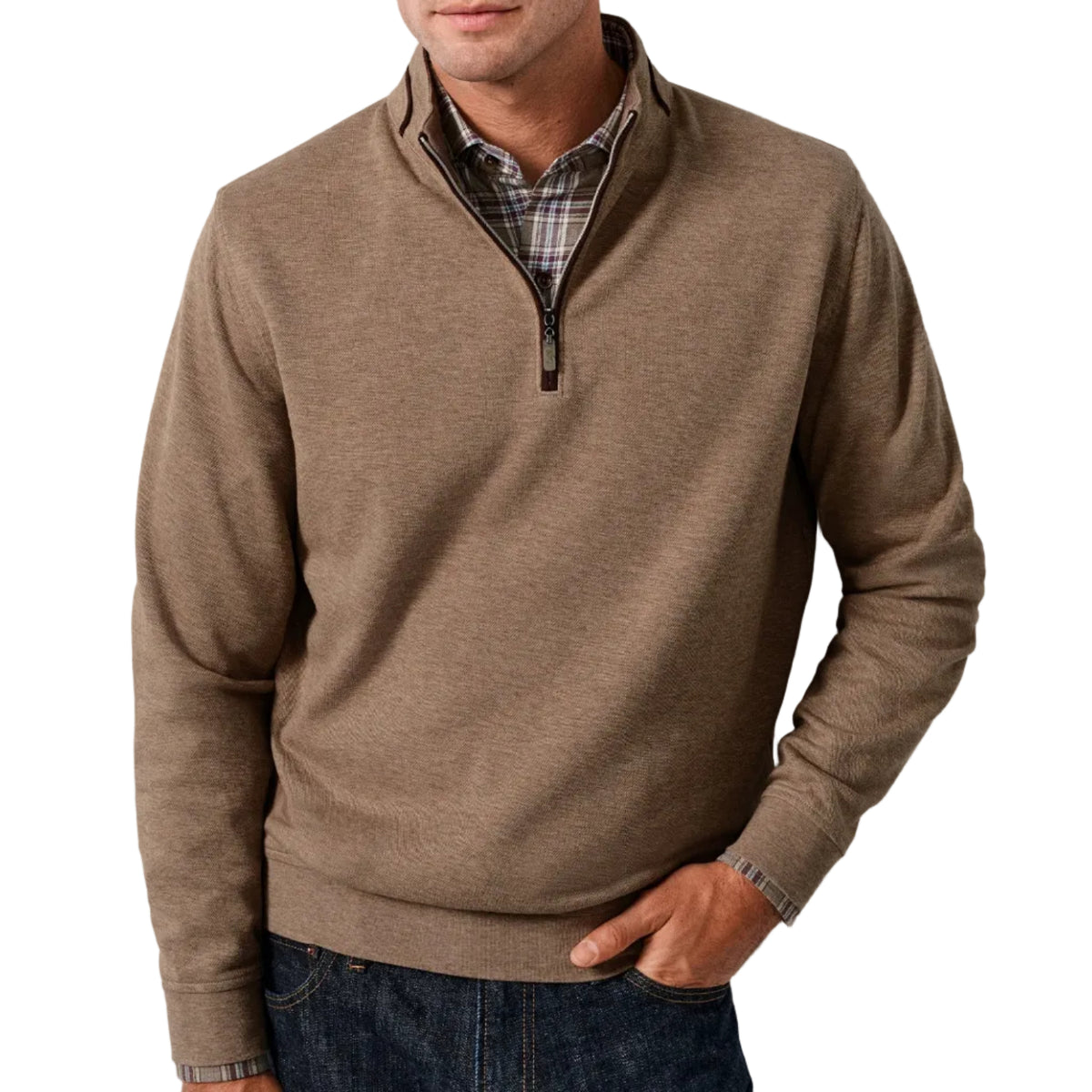 Smythson Quarter Zip (Latte)