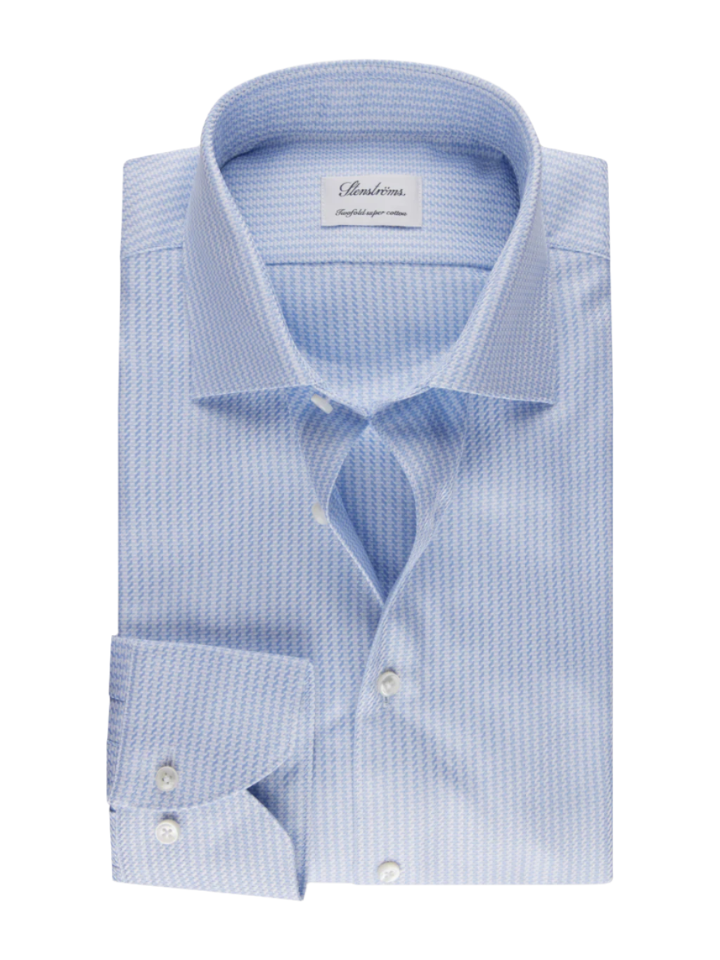 Stenstroms Light Blue Patterned Twill Shirt