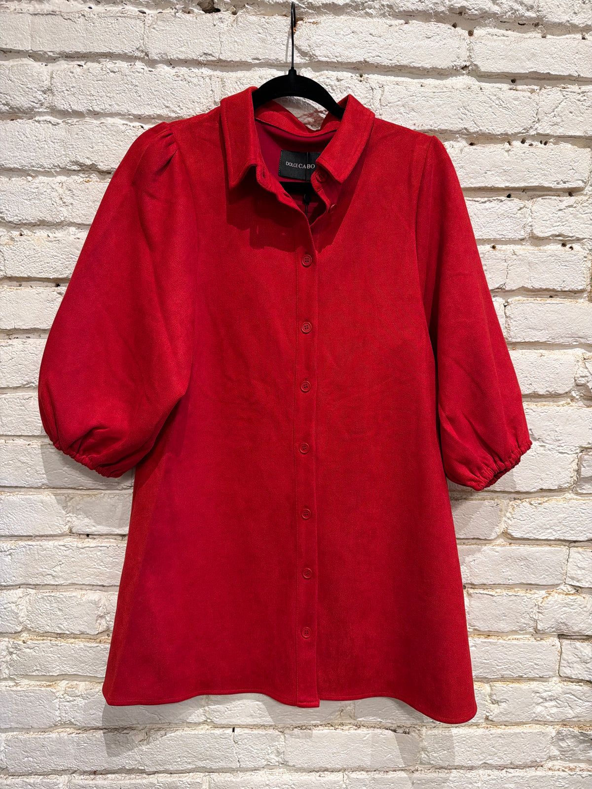 RED A-LINE SUEDE DRESS 75182