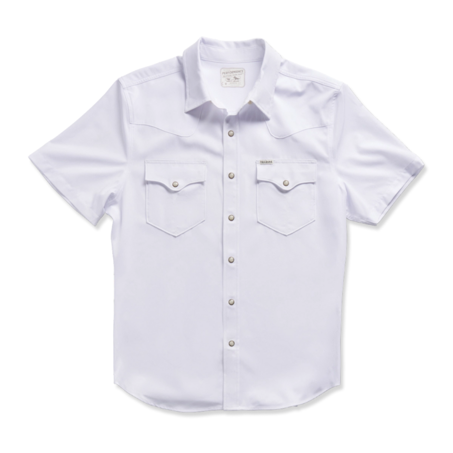 Tecovas Performance Western Short Sleeve Pearl Snap (White)