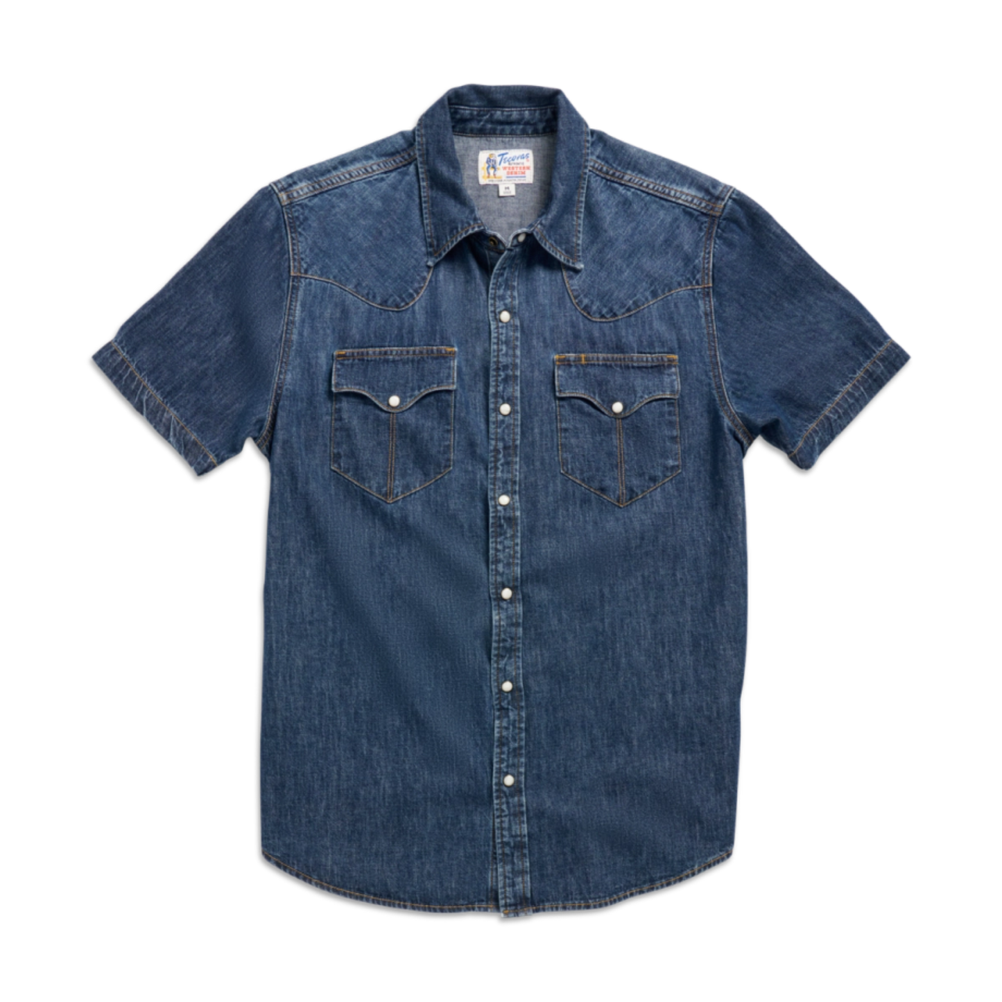 Tecovas Denim Short Sleeve Pearl Snap (Dark Wash)