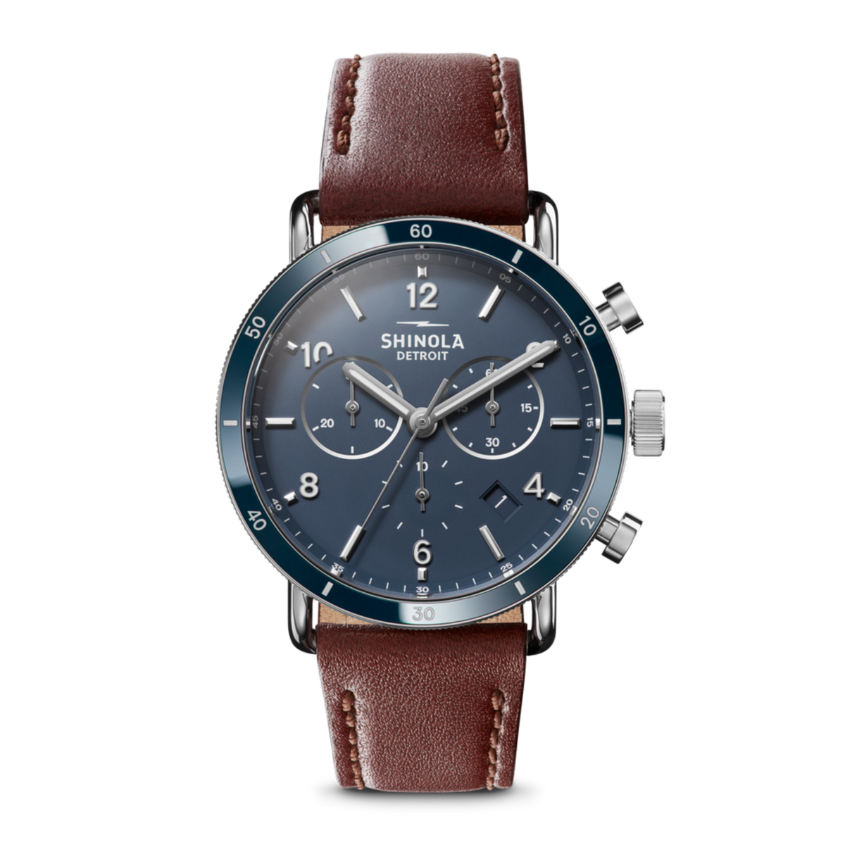 Canfield Sport Chronograph Watch 40mm - Cattail Leather Strap (Midnight Blue)