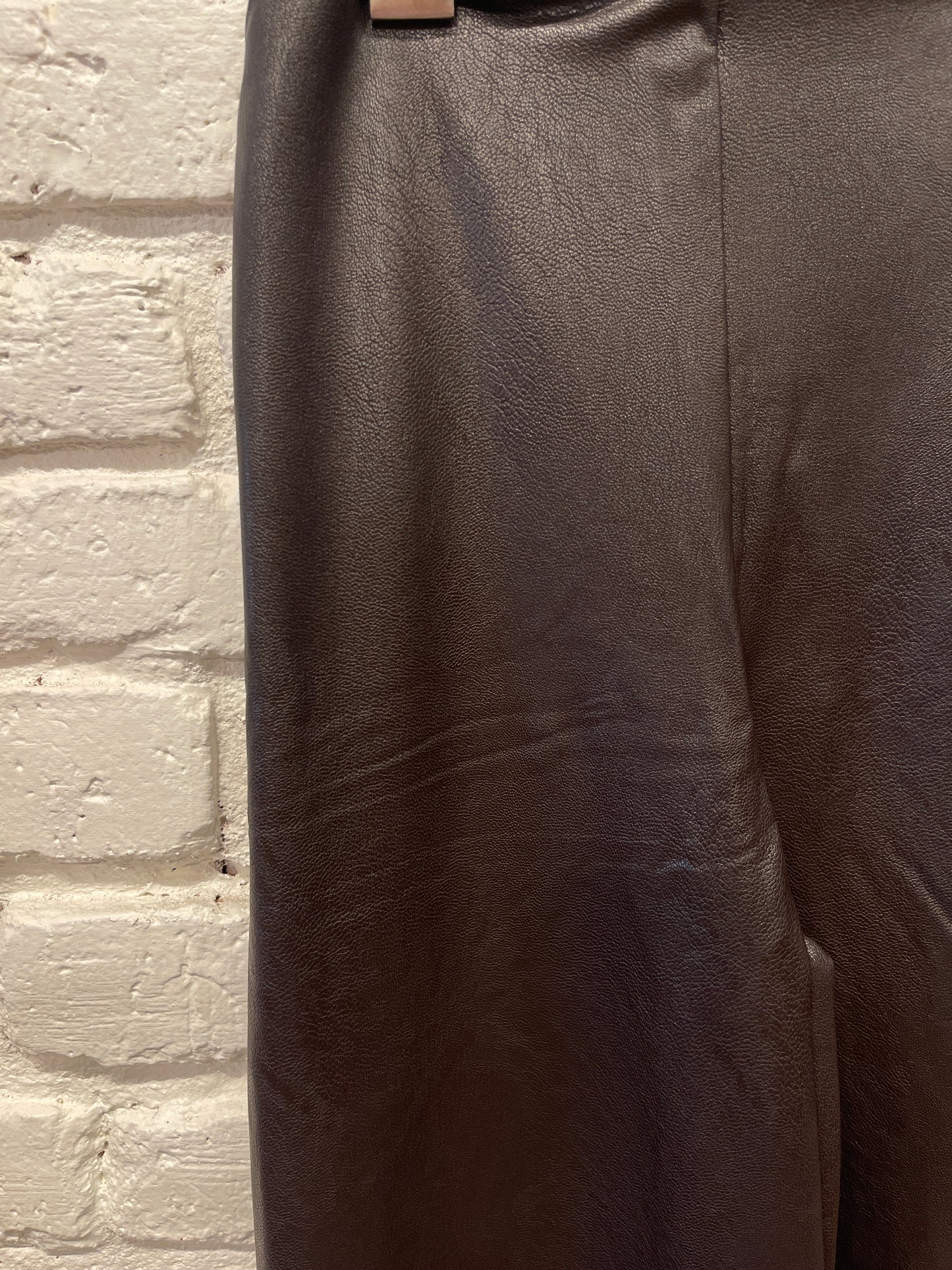 FAUX LEATHER WIDE LEG PANT ESPRESSO
