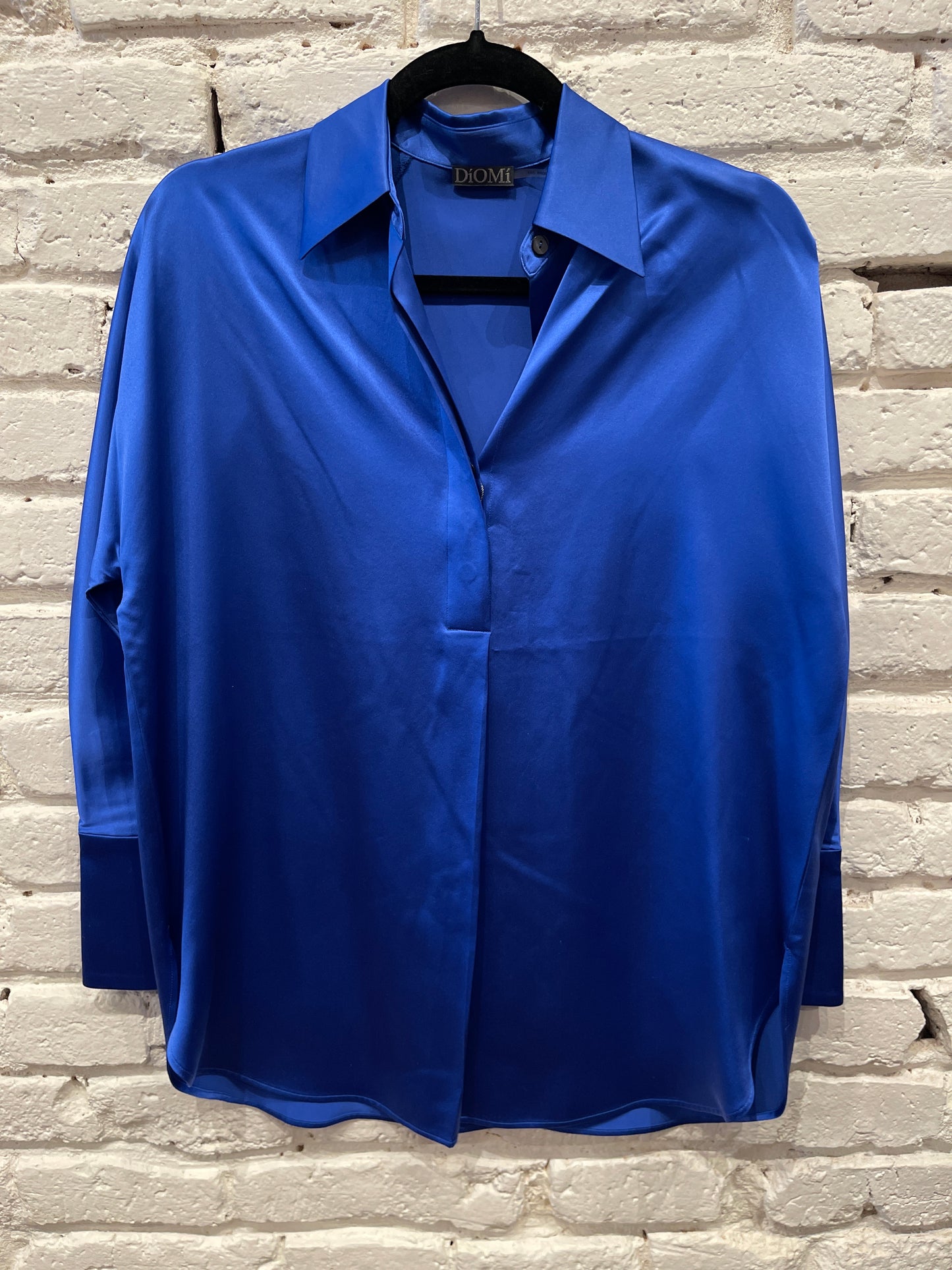 SILK COLLAR SHIRT LONG SLEEVE ROYAL T2297S