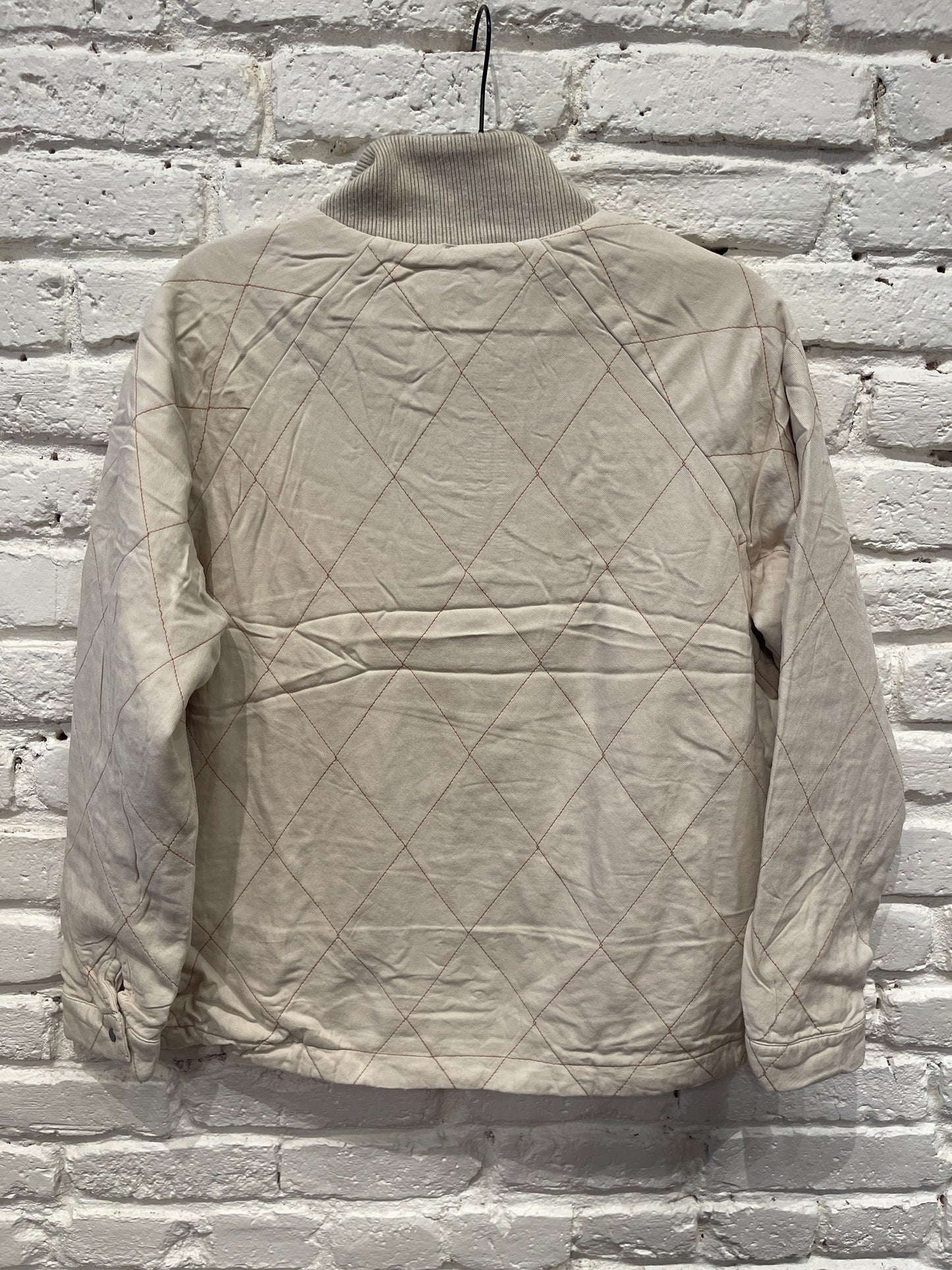 QUILTED SNAP PULLOVER BONE