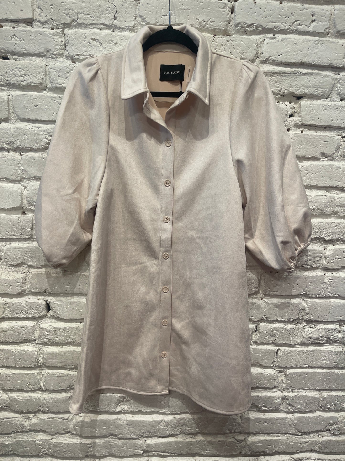 FAUX SUEDE DRESS CREME