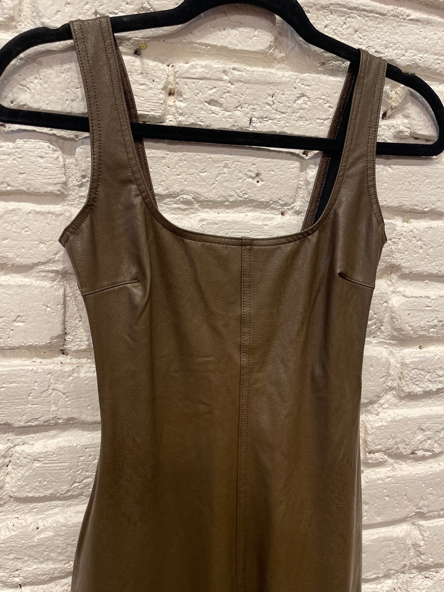 FAUX LEATHER MIDI TANK DRESS CADET