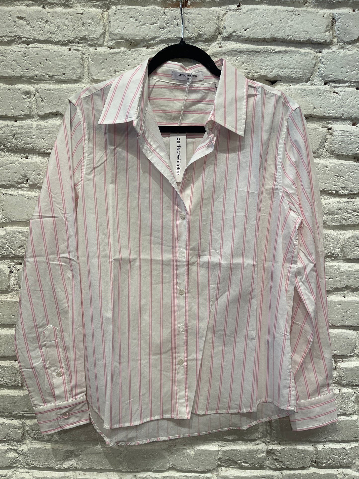 GISELE BUTTON UP SUGAR PINK STRIPE