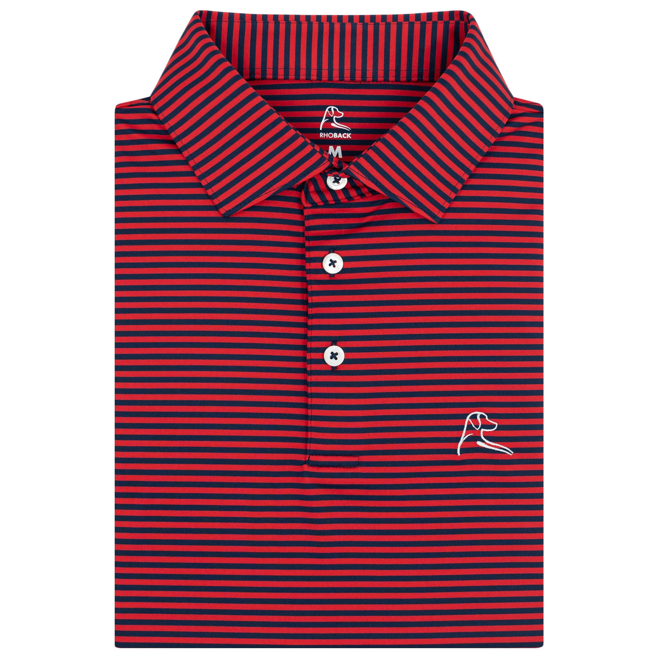 The Birdie Stripe Polo (Classic Red/Fleet Navy)