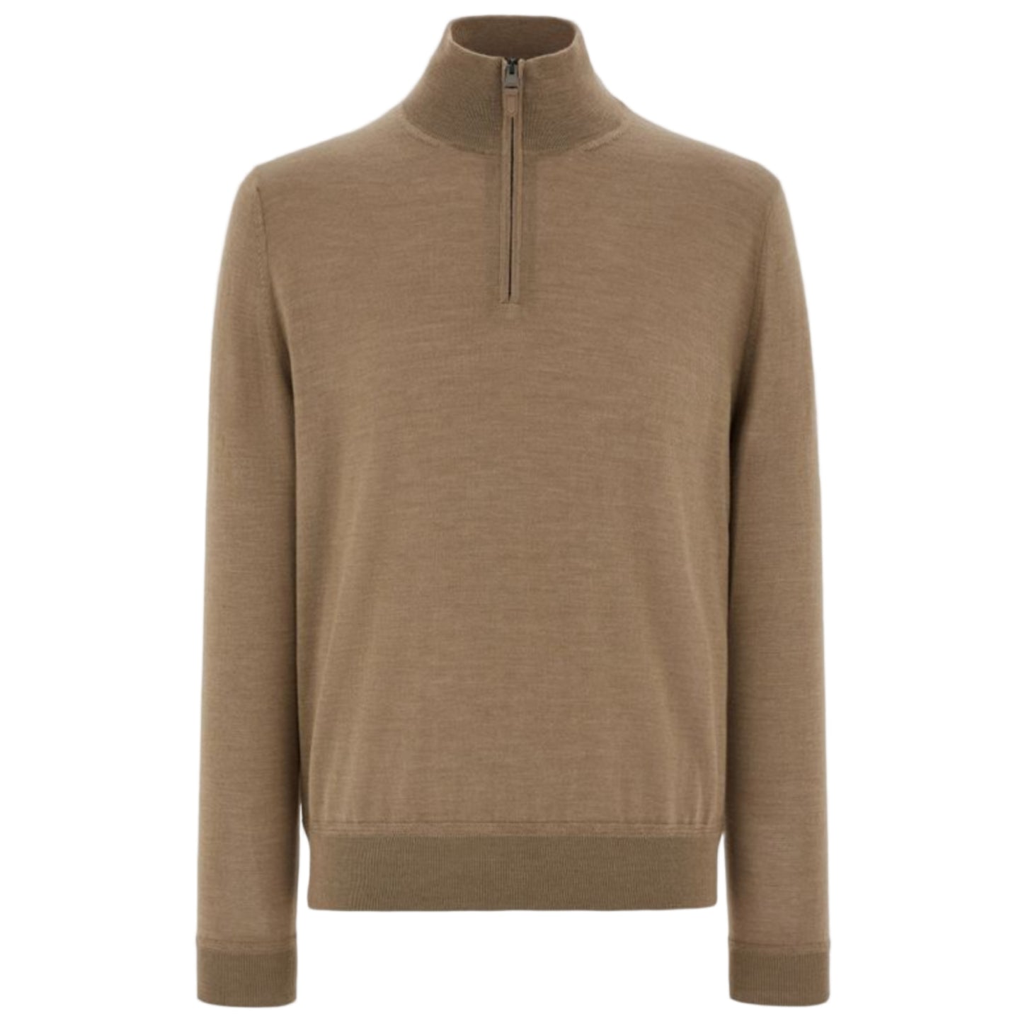 Canali Wool, Silk, & Cashmere Quarter-Zip Sweater (Hazelnut)