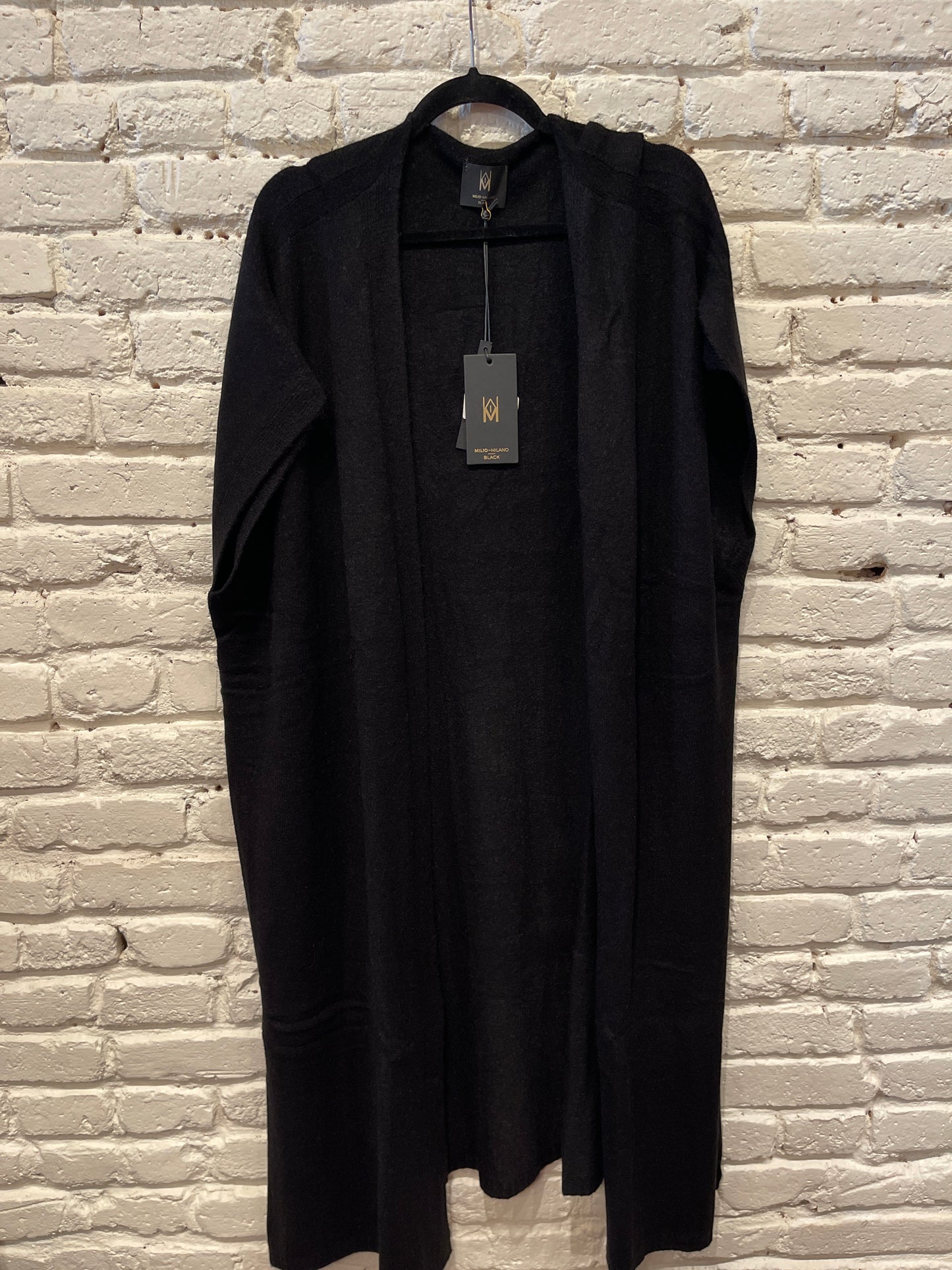DROP SHOULDER LONG CARDI BLACK