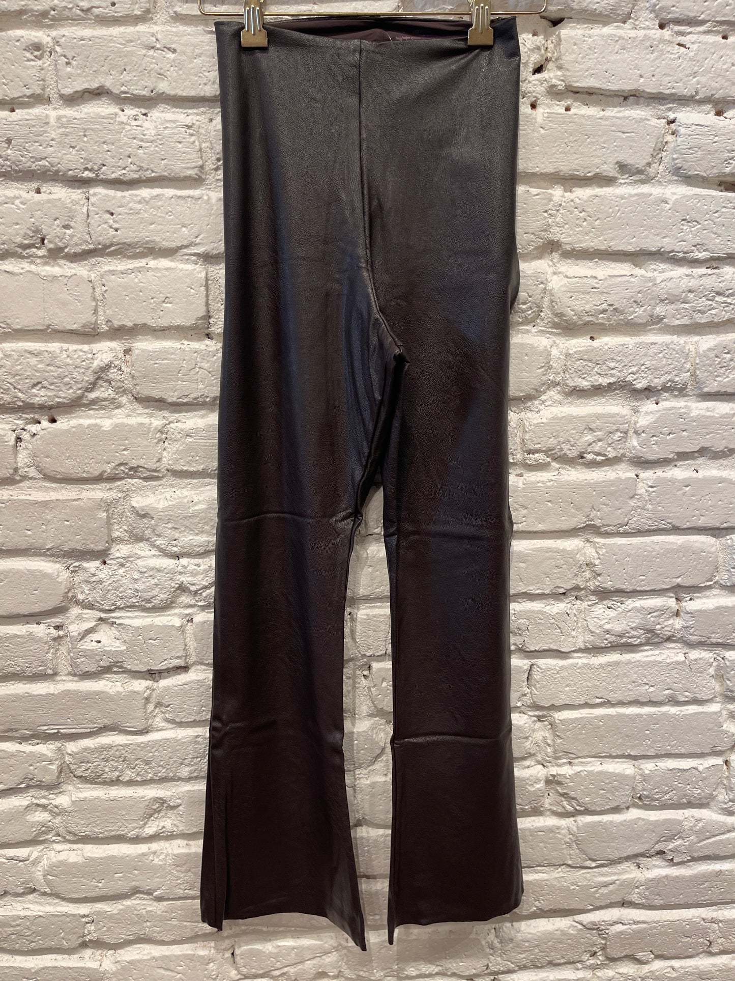 FAUX LEATHER CROPPED FLARE ESPRESSO