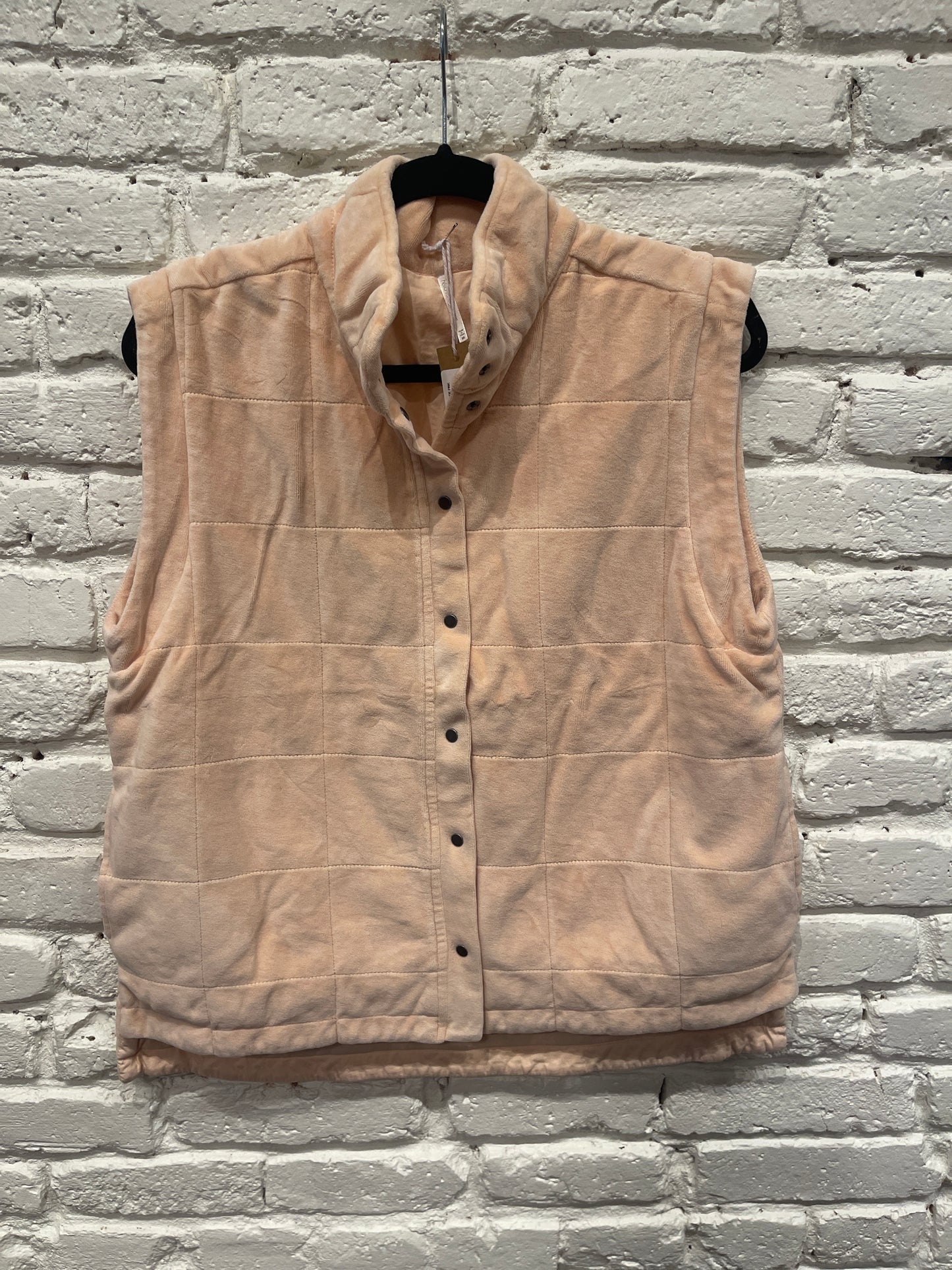 VELOUR QUILTED VEST NUDE PINK