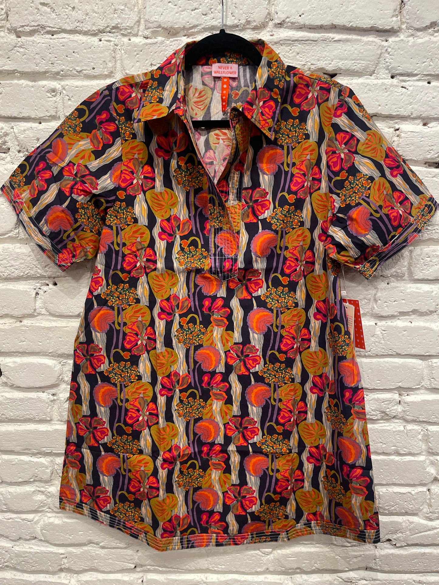 SPLIT NECK NAVY LILY DRESS