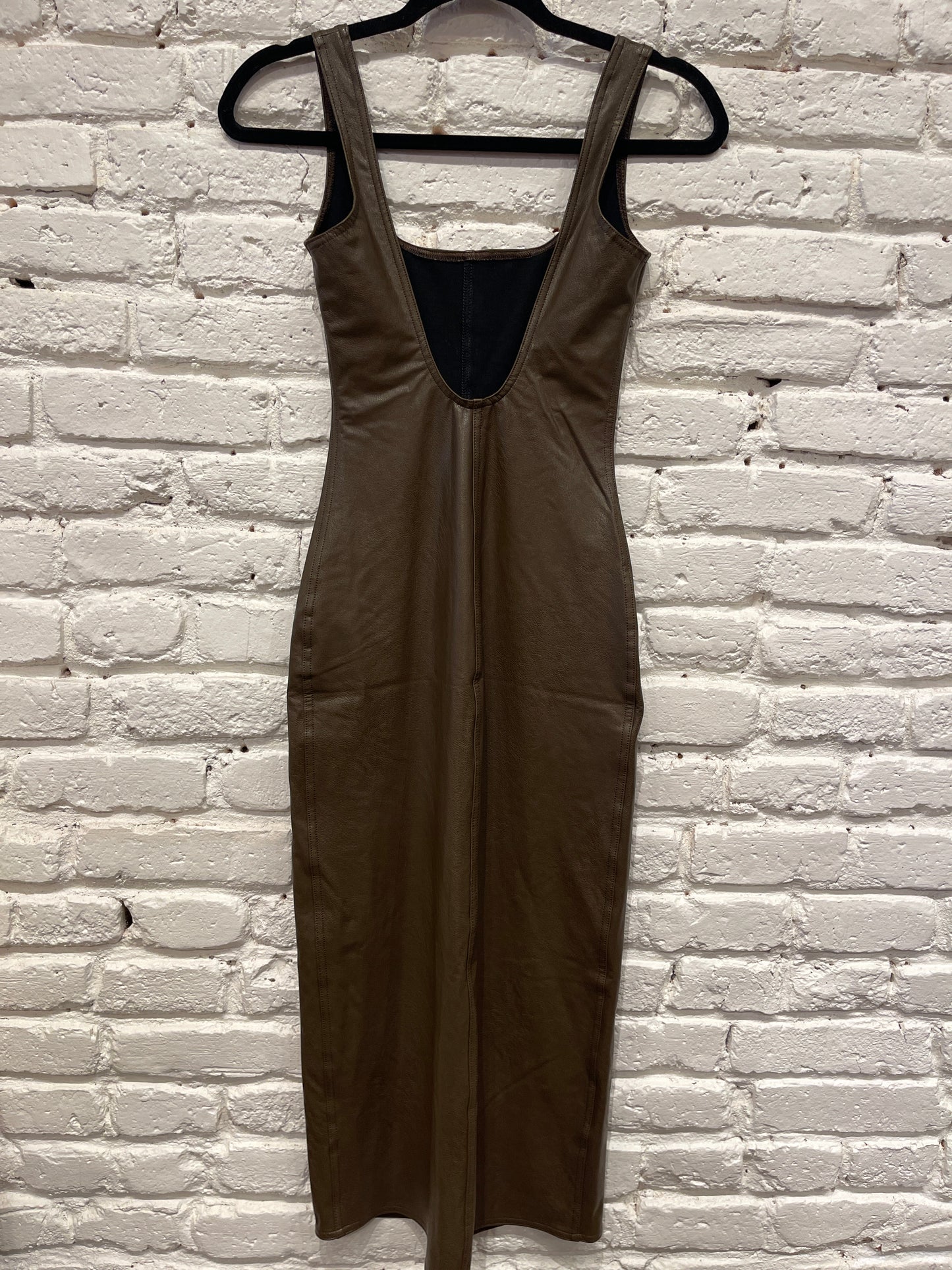 FAUX LEATHER MIDI TANK DRESS CADET