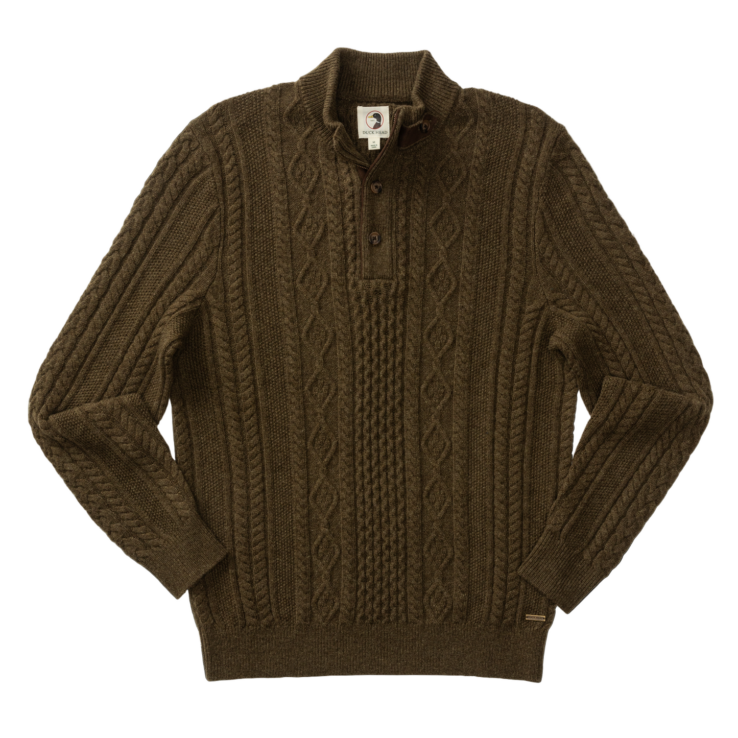 Haines 1/4 Zip Cable Knit Sweater (Olive)