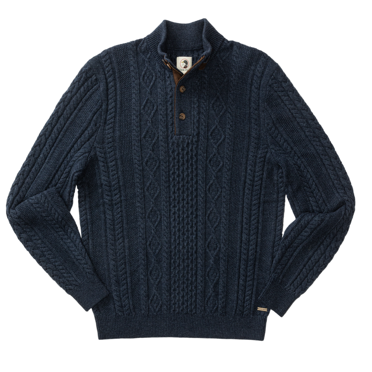 Haines 1/4 Zip Cable Knit Sweater (Navy Heather)