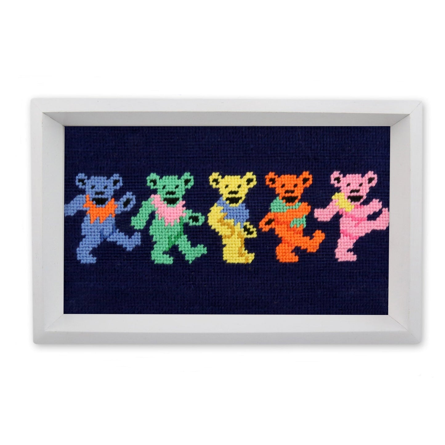 Dancing Bears Valet Tray (Dark Navy) (White Wood)