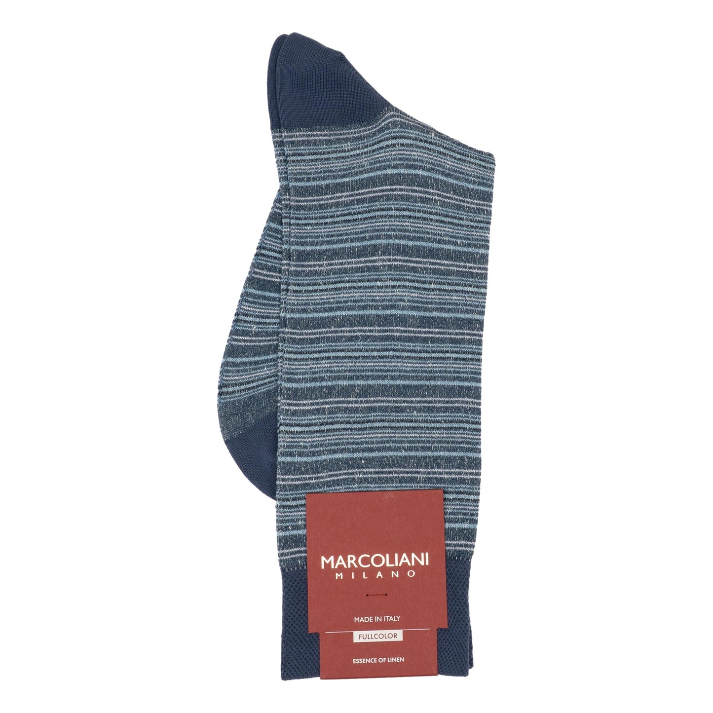 Linen & Cotton T-Shirt Stripe Socks (Denim/Blue)