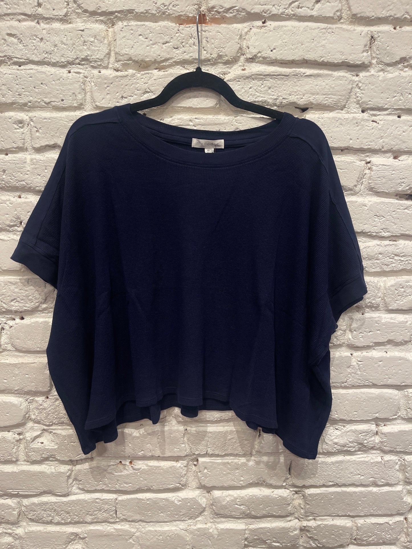 NAVY HALF SLV DOLMAN OPEN CREW BOXY TOP