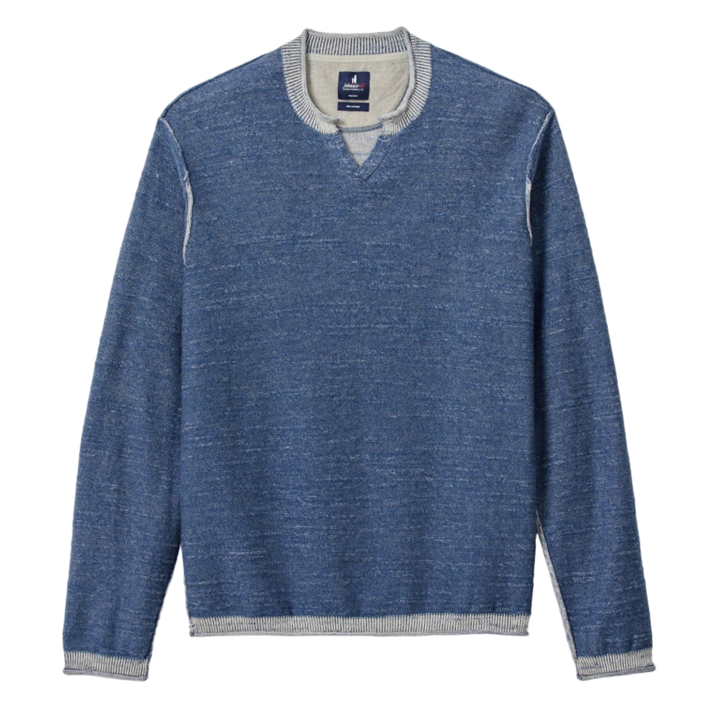 Jamesy Split Neck Cotton Sweater (Indigo)