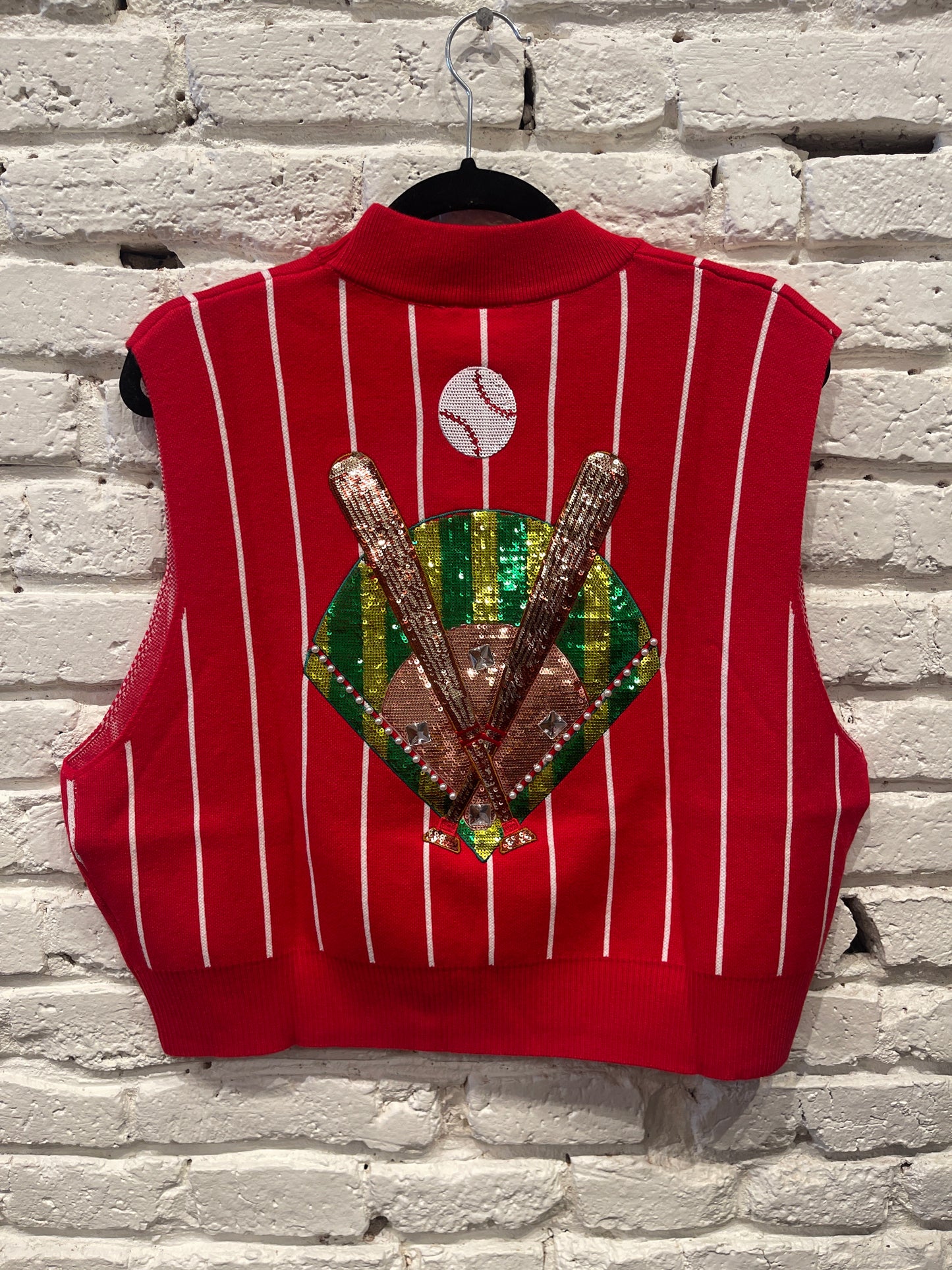BATTER UP RED SWEATER