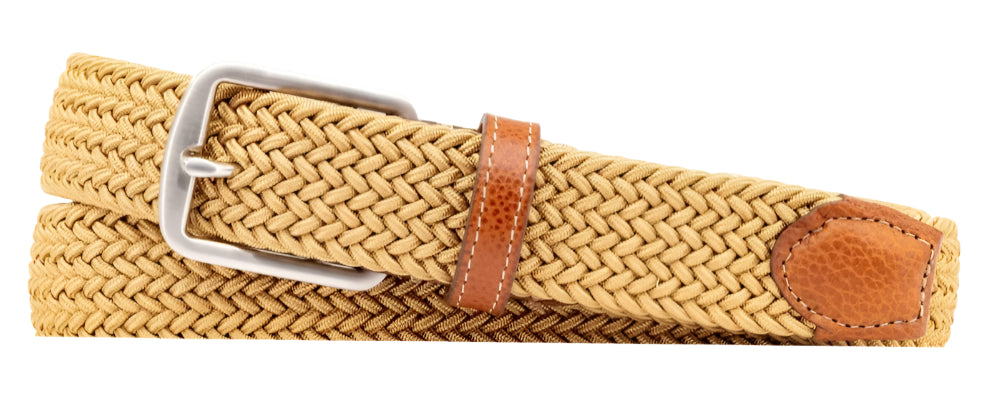 Newport Woven Italian Rayon Elastic Belt (Khaki)