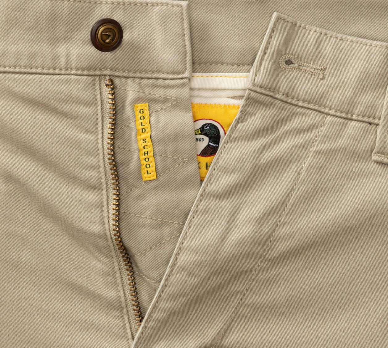 Classic Fit Gold School Chino (Khaki Gold Patch)