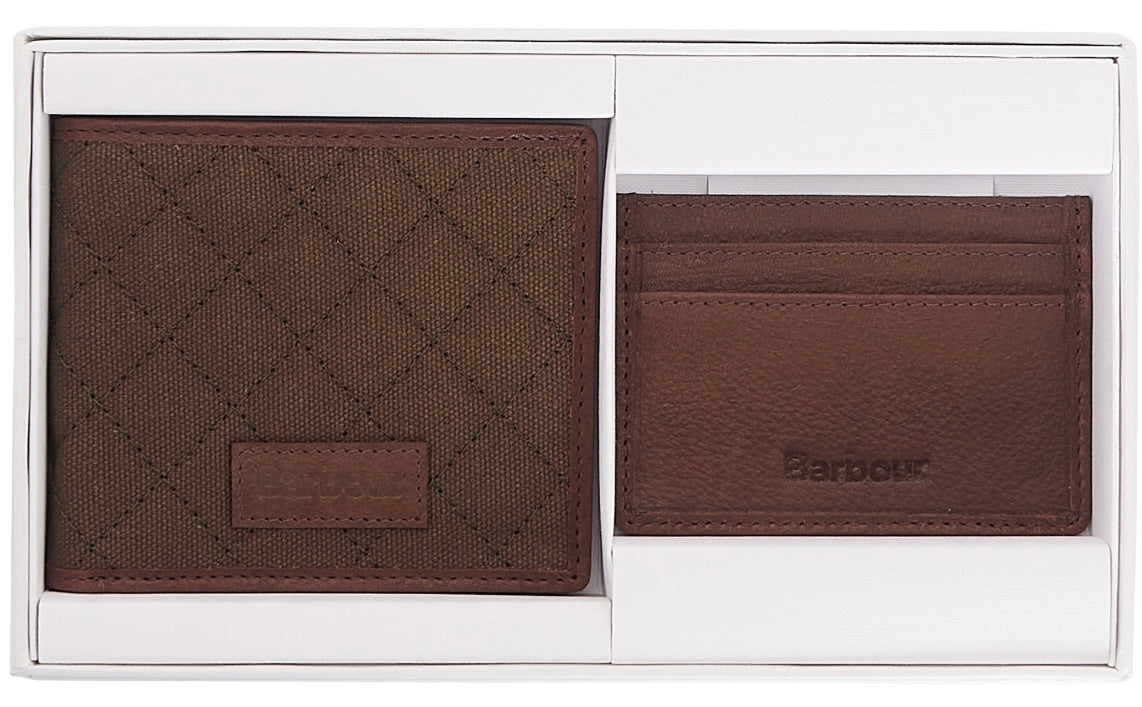 Barbour Quilted Padbury Wallet and Card Holder Gift Set