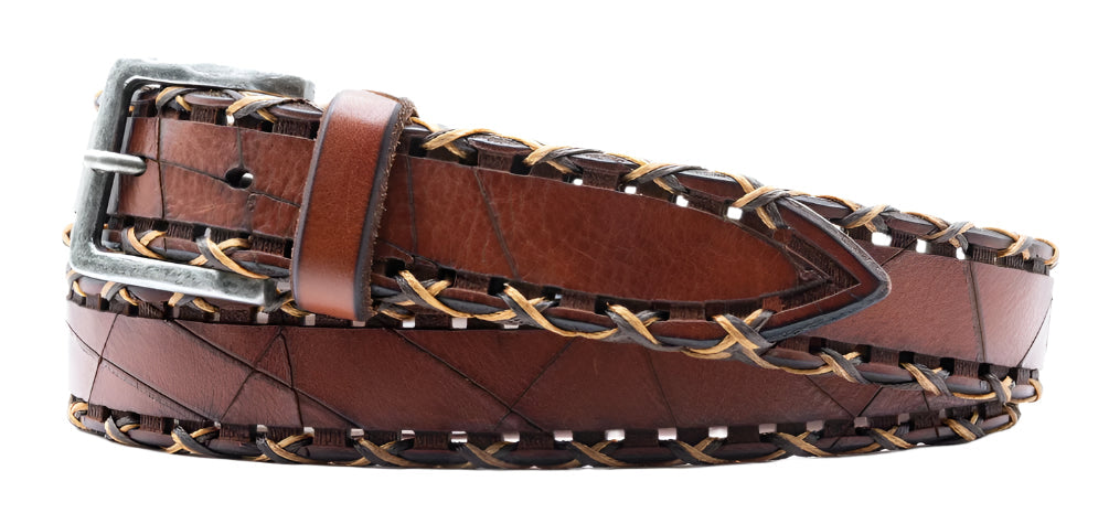 Artisan Cross Cut Italian Bridle Leather Belt (Chestnut)