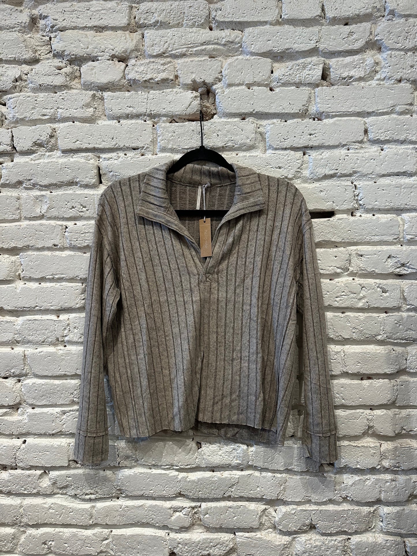 Lush Melange Rib Johnny Collar Smokey Taupe