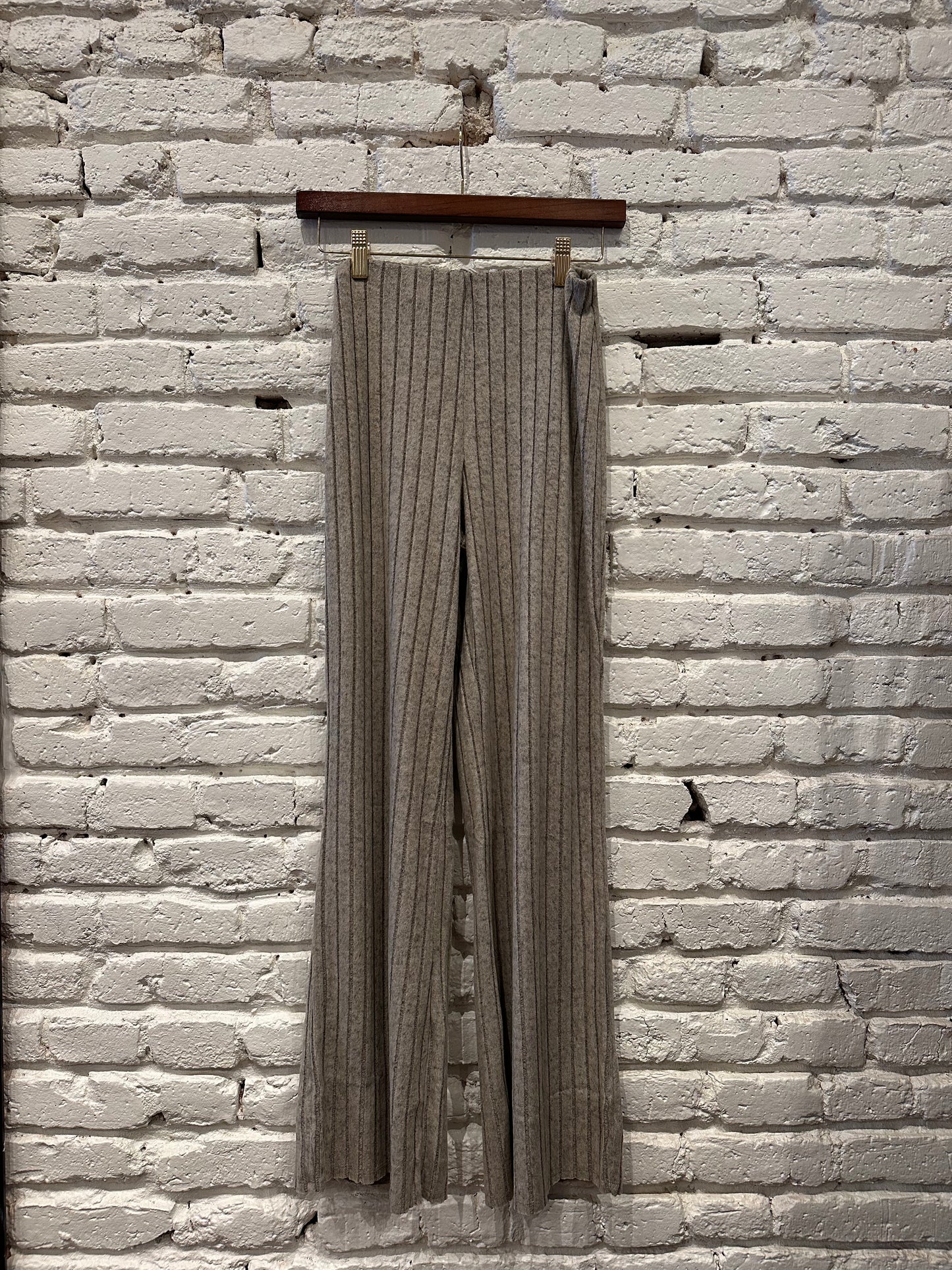 Lush Melange Rib Wide Leg Smokey Taupe
