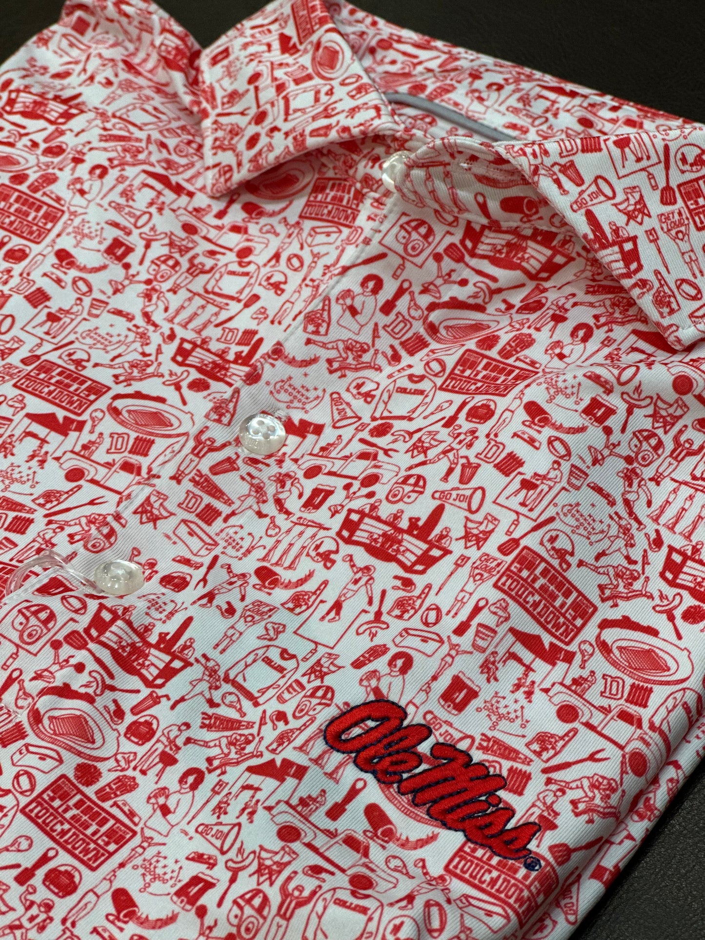 Ole Miss Tailgater 2.0 Printed Jersey Performance Polo (Red)